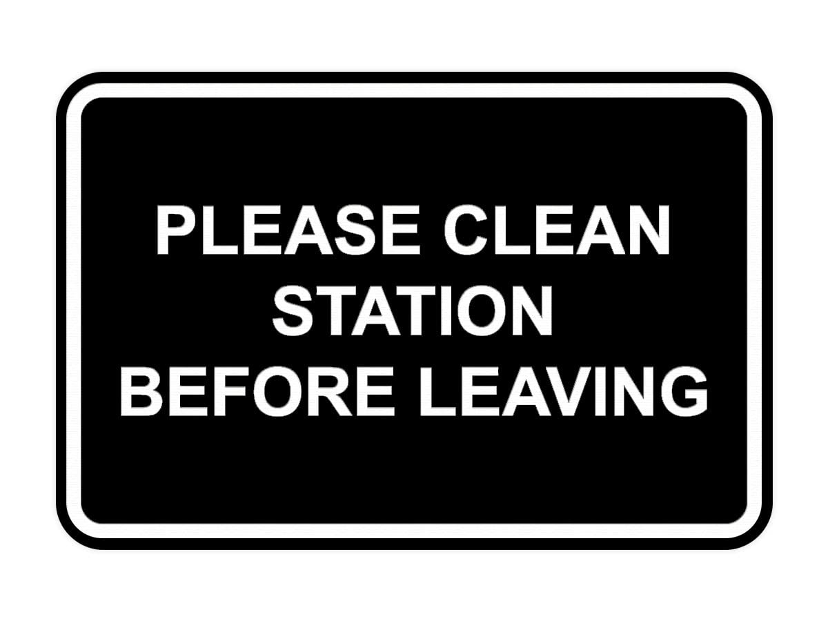 Vintage Framed 'Please Clean Station Before Leaving' Sign in Black - Large Wall Decor for Office, Restroom, or Home - Perfect for Workplace and Public Spaces