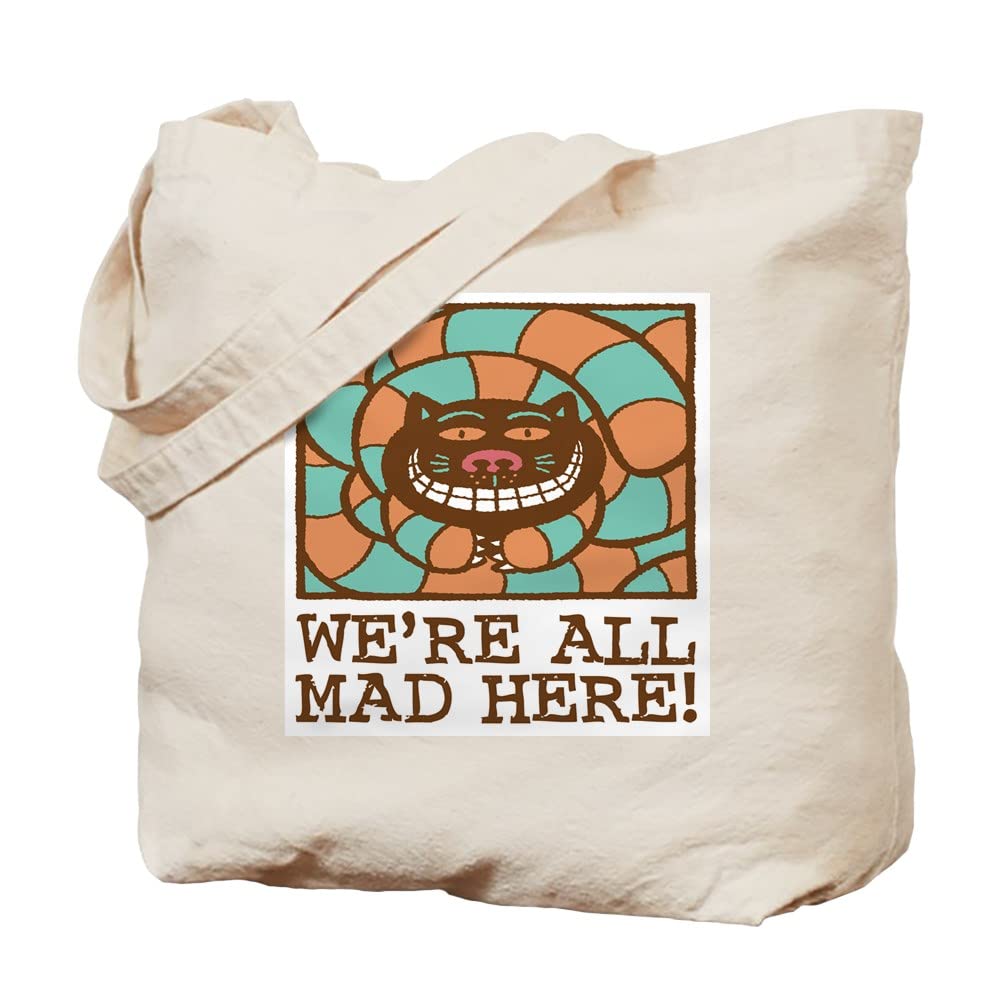 Cheshire Cat Tote Bag - Natural Canvas Reusable Shopping Bag for Women & Men - Perfect for Groceries, Beach, Work & Eco-Friendly Lifestyle