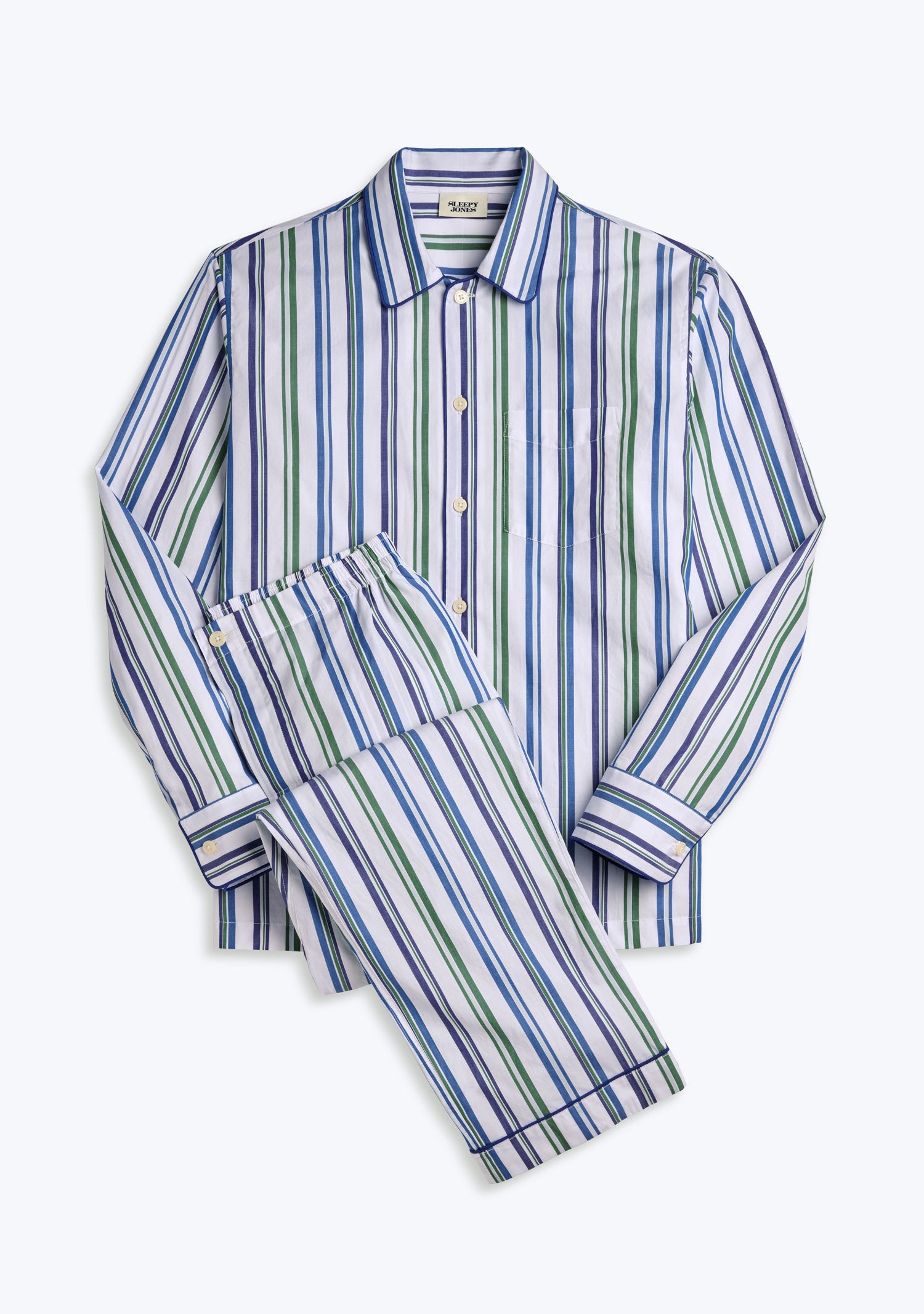 Henry Pajama Set in Ribbon Stripe - Soft Cotton Sleepwear for Men & Women - Cozy Lounge Pajamas for Relaxing at Home or Travel
