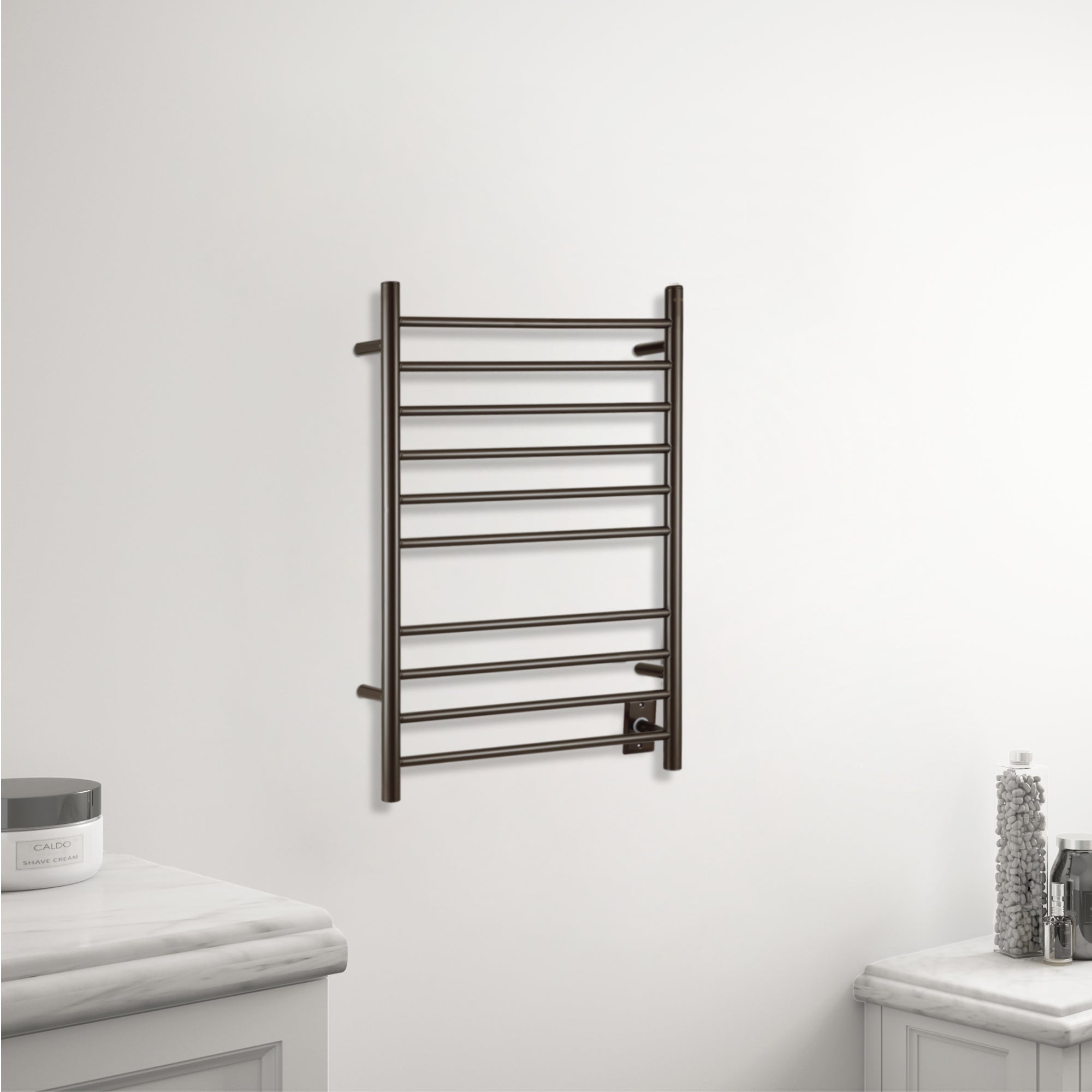 Ancona Novara Dual 10 Bar Hardwire & Plug-in Wall Mounted Towel Warmer in Oil Rubbed Bronze - Perfect for Bathroom, Spa, and Luxury Home Heating Solution