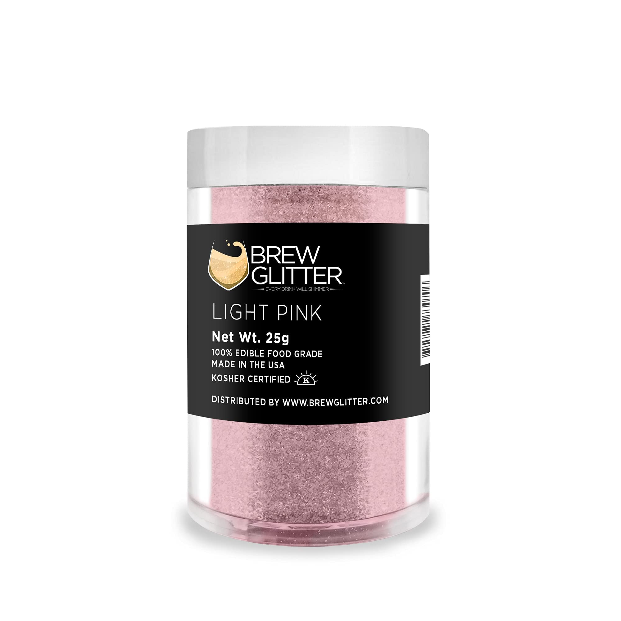 Edible Glitter for Drinks - Light Pink Brew Glitter | Food Safe Sparkles for Cocktails, Beer & Beverage Garnish | Kosher, Halal, Vegan Certified | 100% Edible, Gluten & Nut Free (25g) | Perfect for Birthday Parties, Wedding Toasts & Festive Cocktail Decorations