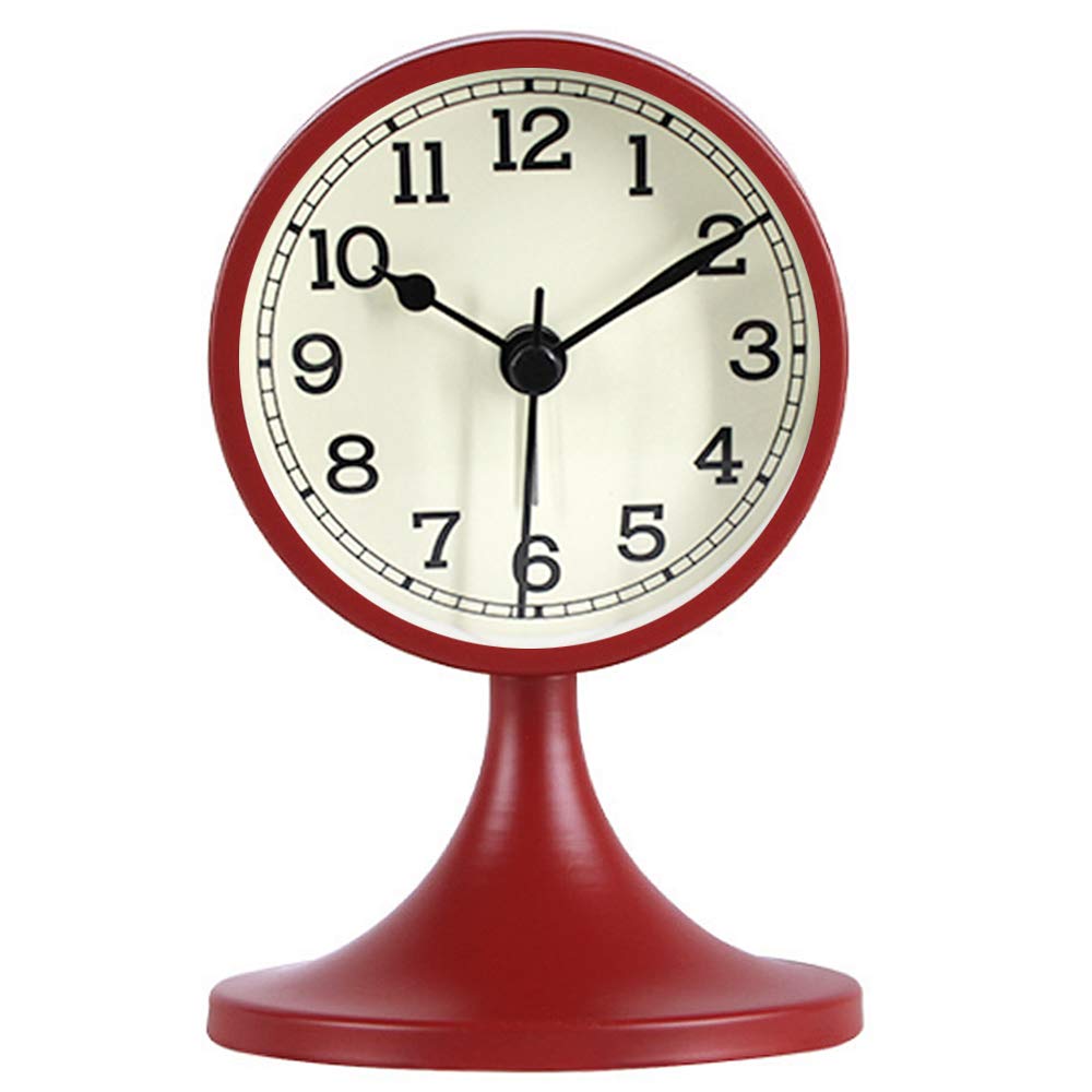 3 Inch Round Silent Non-Ticking Analog Alarm Clock - Battery Operated Quartz Desk Clock for Bedroom, Office, Dorm & Travel