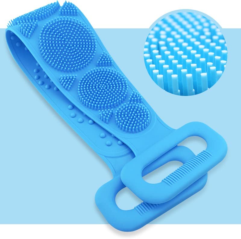 Exfoliating Silicone Bath Back Scrubber - Long Handle Shower Towel with Massage Bristles for Deep Cleaning & Skin Renewal | Perfect for Spa, Exfoliation & Relaxing Shower Experience
