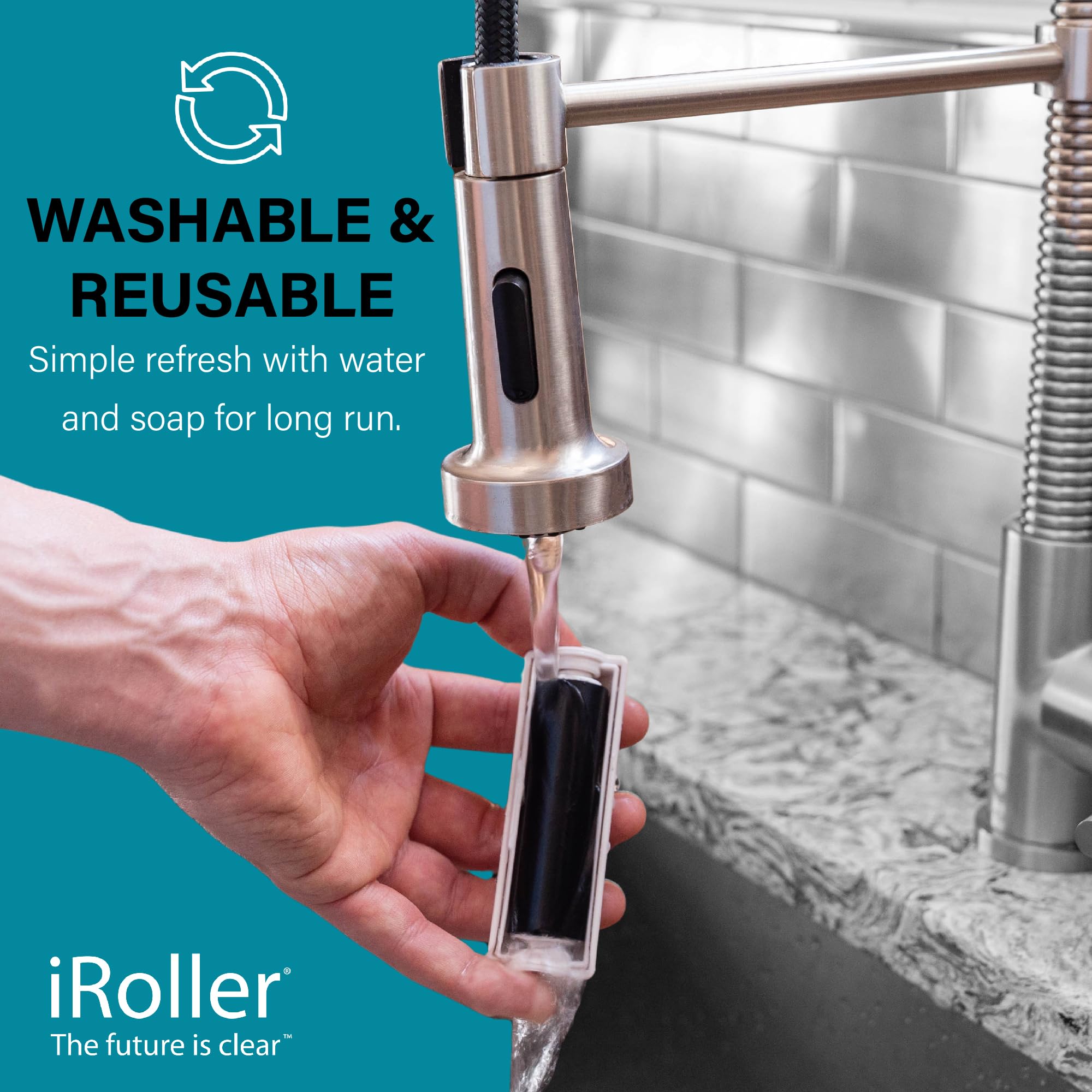 iRoller Screen Cleaner Roller Tool - No Spray or Wipes Needed - Liquid-Free, Washable & Reusable iPad/iPhone/Laptop/Computer Touchscreen Cleaner (3.5