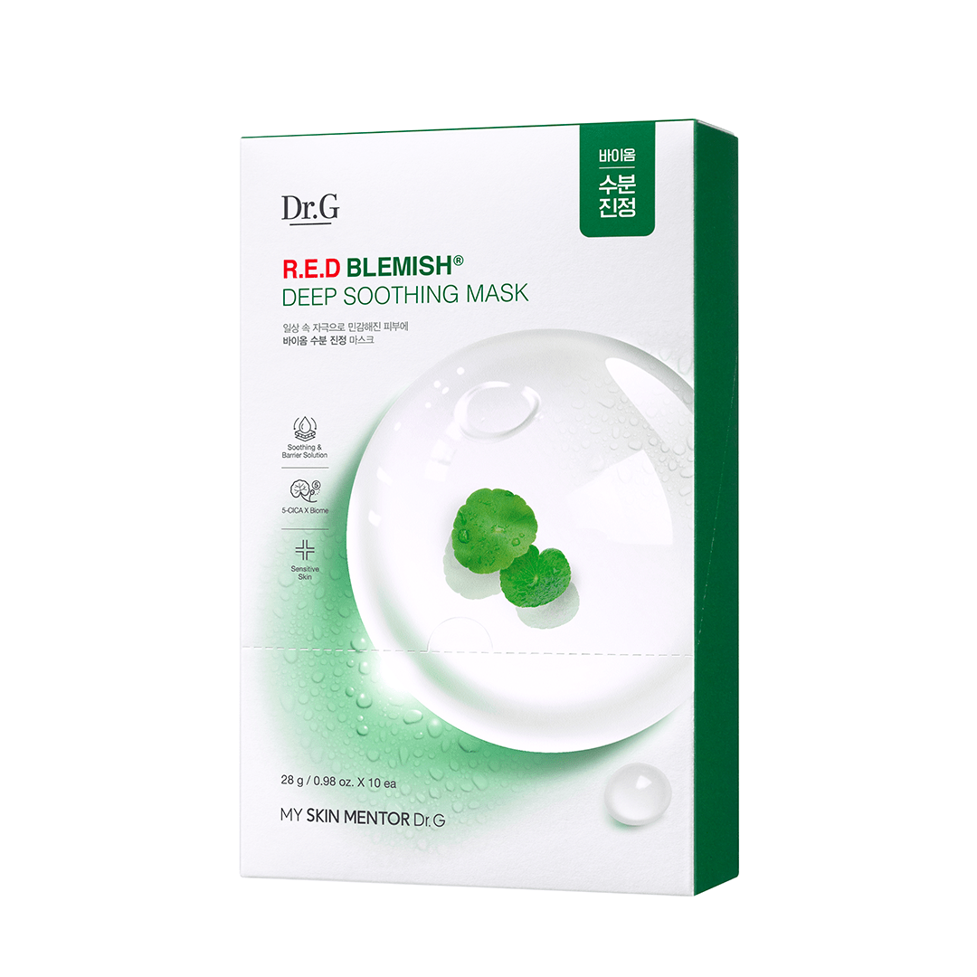 DR.G R.E.D BLEMISH CLEAR SOOTHING MASK (10 Pack) - Korean Acne Treatment Facial Mask for Sensitive Skin, Redness Relief & Pore Care - Perfect for Post-Workout, Travel & Nighttime Skincare Routine