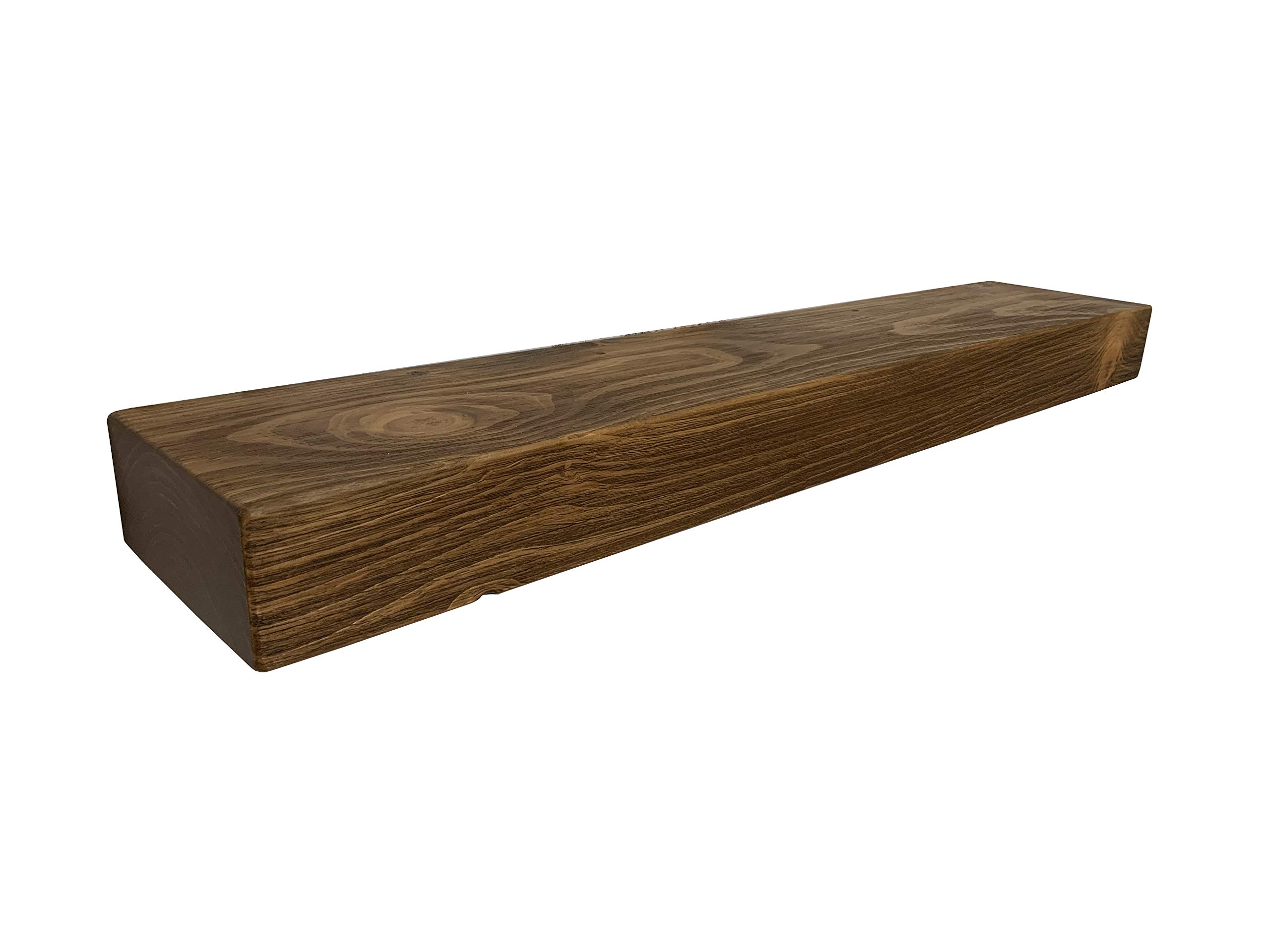 Joel's Antiques 84 Inch Floating Shelves for Wall - Solid Natural Wood Wall Mounted Shelves with Easy Installation - Heavy Duty Rustic Bookshelves (84x7x3 Inches, Medium Brown) - Perfect for Bathroom Storage, Kitchen Decor & Living Room Organization
