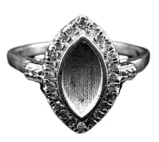 925 Sterling Silver Marquise Shape Ring Bezel Setting 10x5mm with CZ Stone - Handmade Blank Marquise Ring Setting for Engagement, Wedding, and Jewelry Making - Perfect for DIY Custom Rings