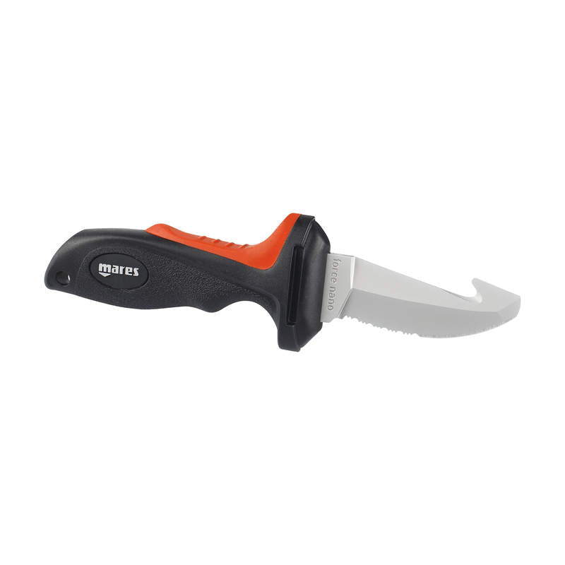 Mares Force Nano Plus Dive Knife - Professional Stainless Steel Scuba Diving Knife for Underwater Safety, Fishing & Spearfishing - Perfect for Divers, Snorkelers & Water Sports Enthusiasts