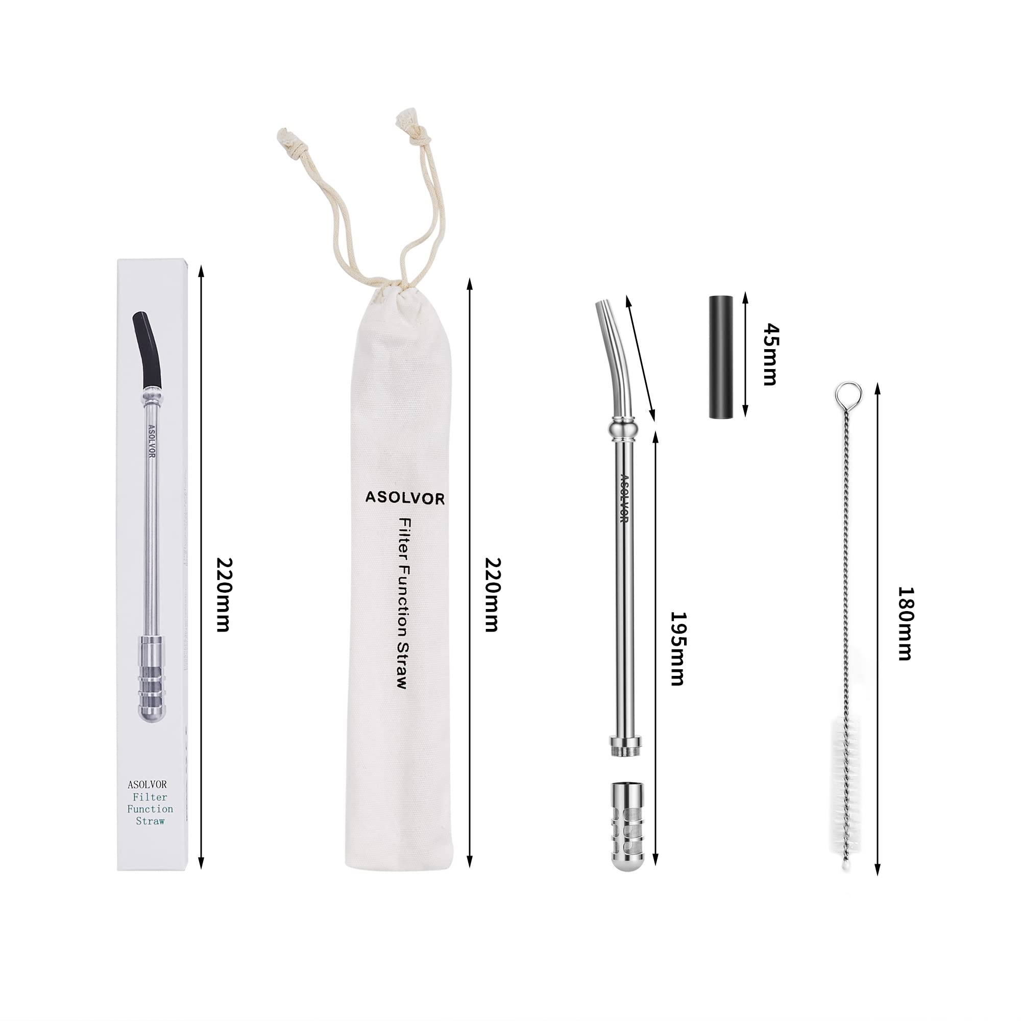 Eco-Friendly Reusable Stainless Steel Straws - 7.6