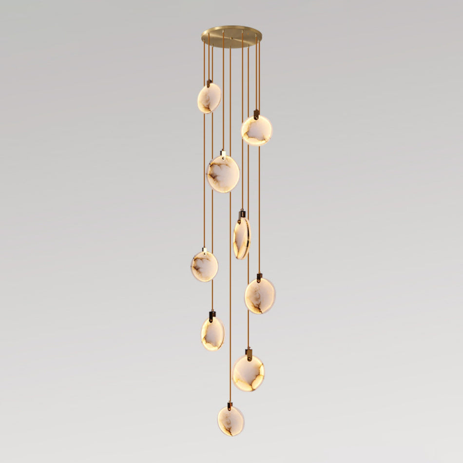 Elegant Harvest Alabaster Pendant Lamp - Natural Stone Lighting Fixture for Dining Room, Bedroom & Living Room Decor