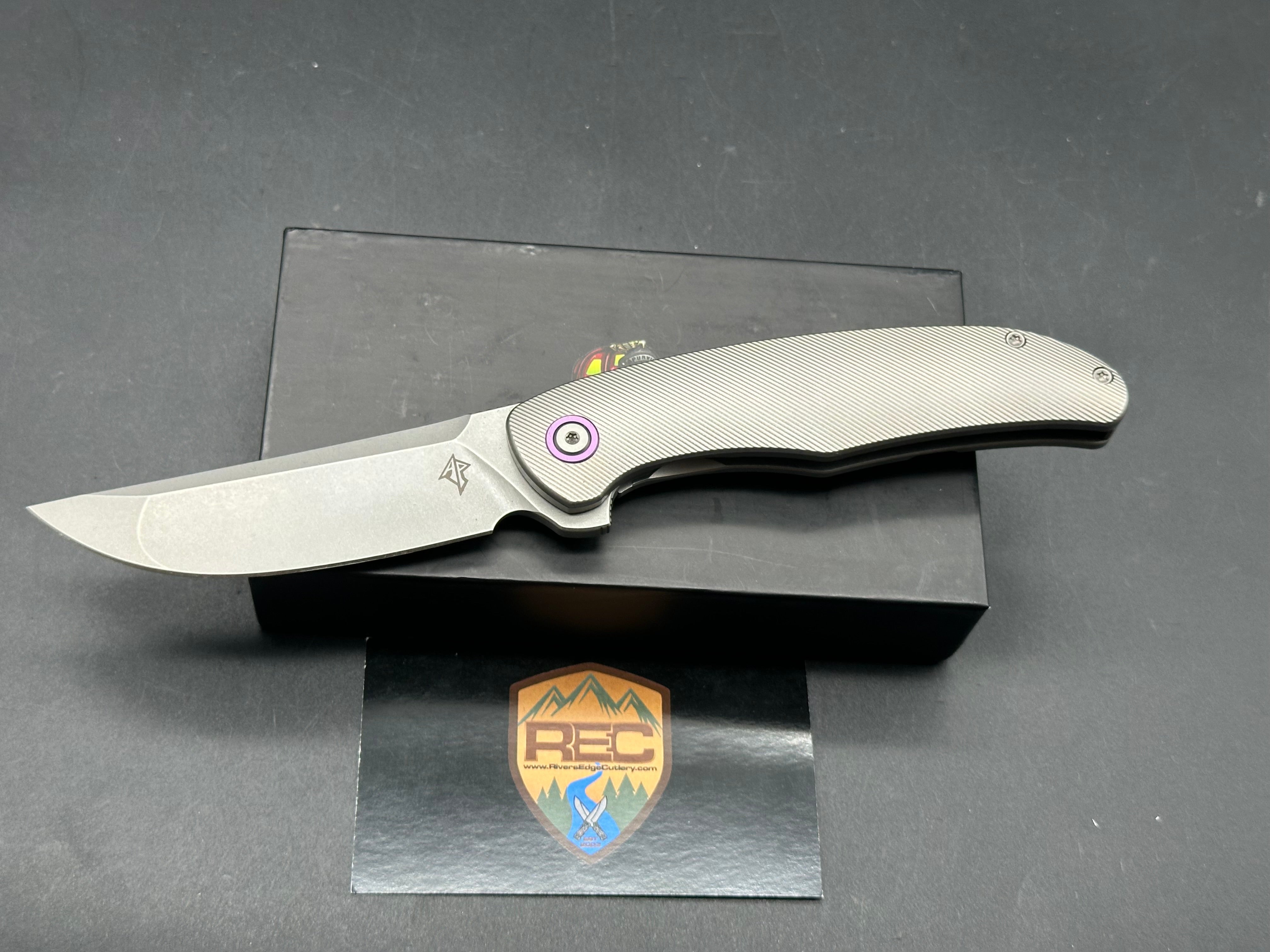 Premium A Purvis Xerx Folding Knife - 20CV Stonewash Blade & Titanium Handle for EDC, Outdoor Adventures & Survival Gear