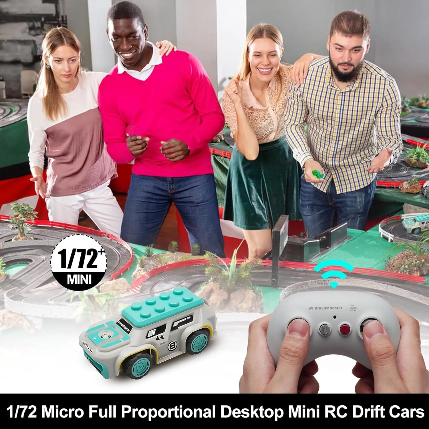 BravoMonster 1:72 Scale Micro Drift RC Car - 2.4GHz Full Proportional Remote Control RTR with FPV Camera - Perfect for Indoor Racing, Drift Practice & FPV Experience