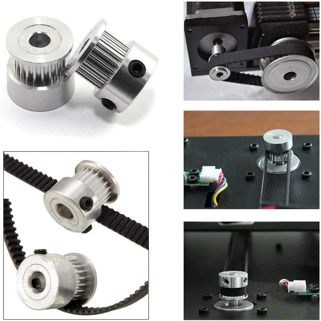Heyiarbeit 2-Pack Aluminum Alloy Timing Belt Pulley - 31 Teeth, 8mm Bore, Flange Synchronous Wheel for 11mm Belt | Compatible with 3D Printers & CNC Machines | Perfect for DIY Repairs and Industrial Automation Projects