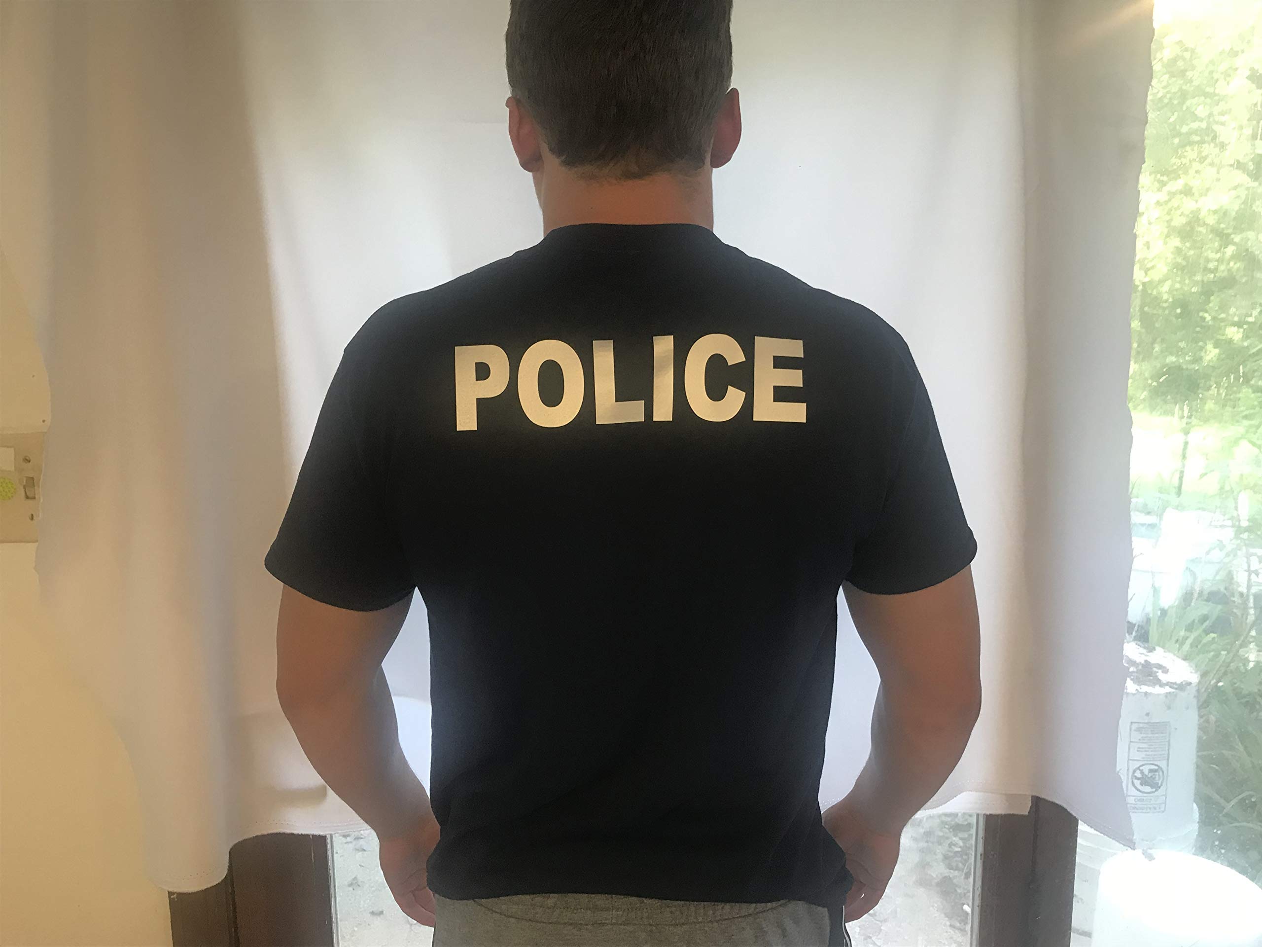 POLICE 2.5 X 10 Inch Reflective Iron-On Letters - Silver for DIY Uniforms, Safety Vests & Costume Customization