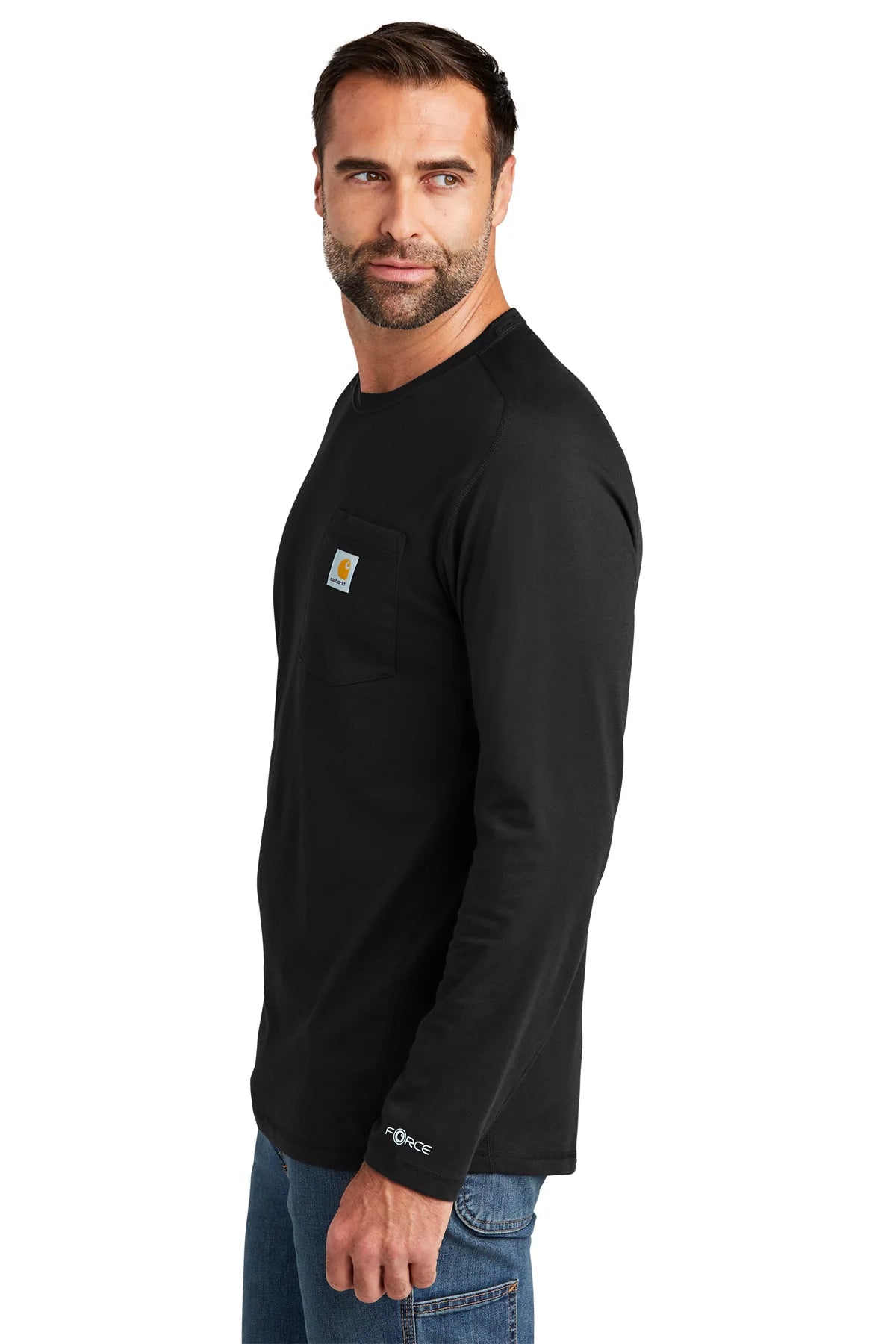 Carhartt Men's Long Sleeve Pocket T-Shirt - Durable Work Shirt with Custom Pockets, Black - Perfect for Construction, Outdoor Work & Casual Wear