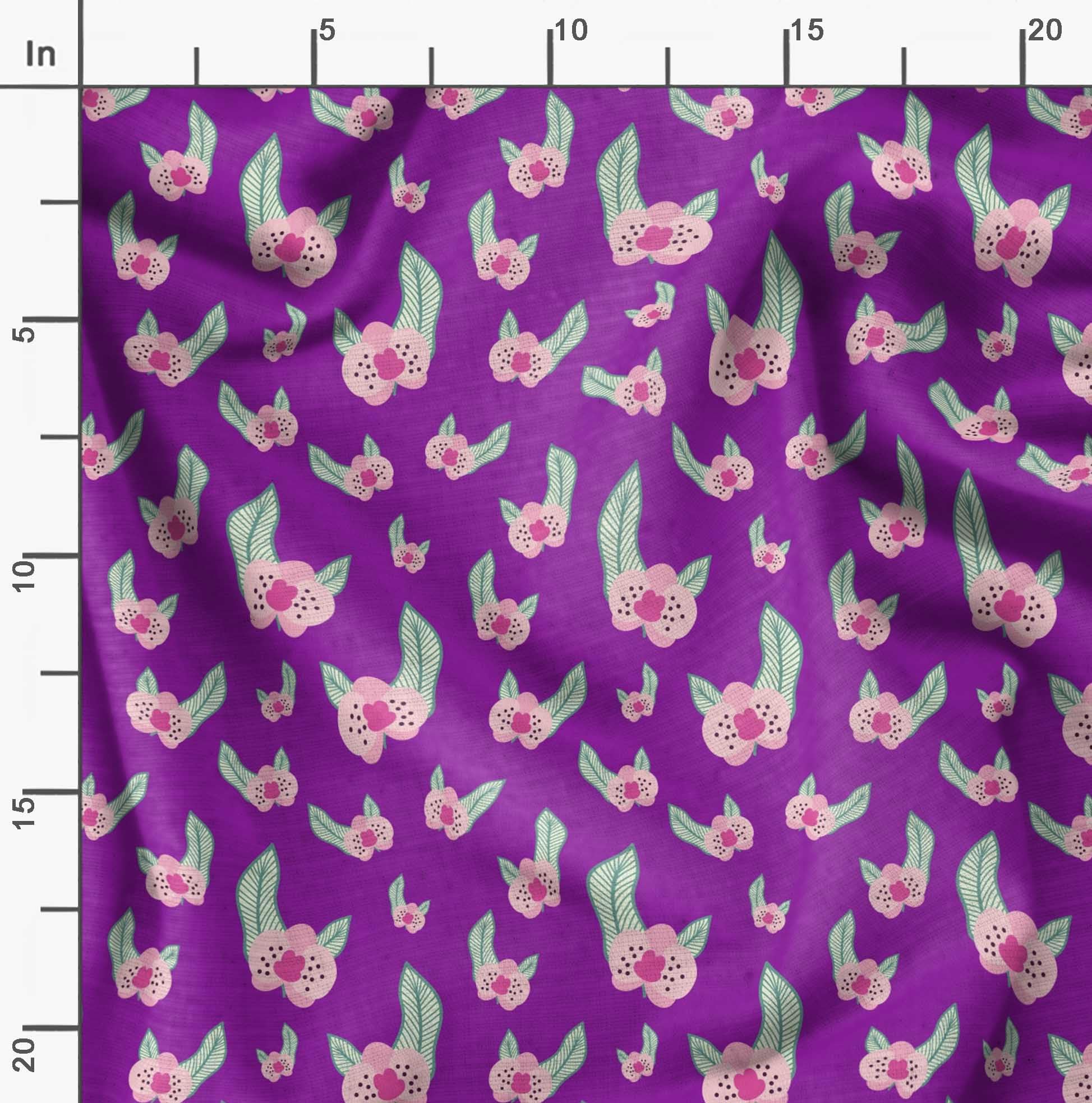 Soimoi Moss Georgette Purple Fabric by The Yard - 42 Inch Wide Printed Fabric with Artistic Leaf & Floral Design for DIY Fashion, Home Decor, and Craft Projects - Elegant Draping Material for Dresses, Curtains, and Scarf Making