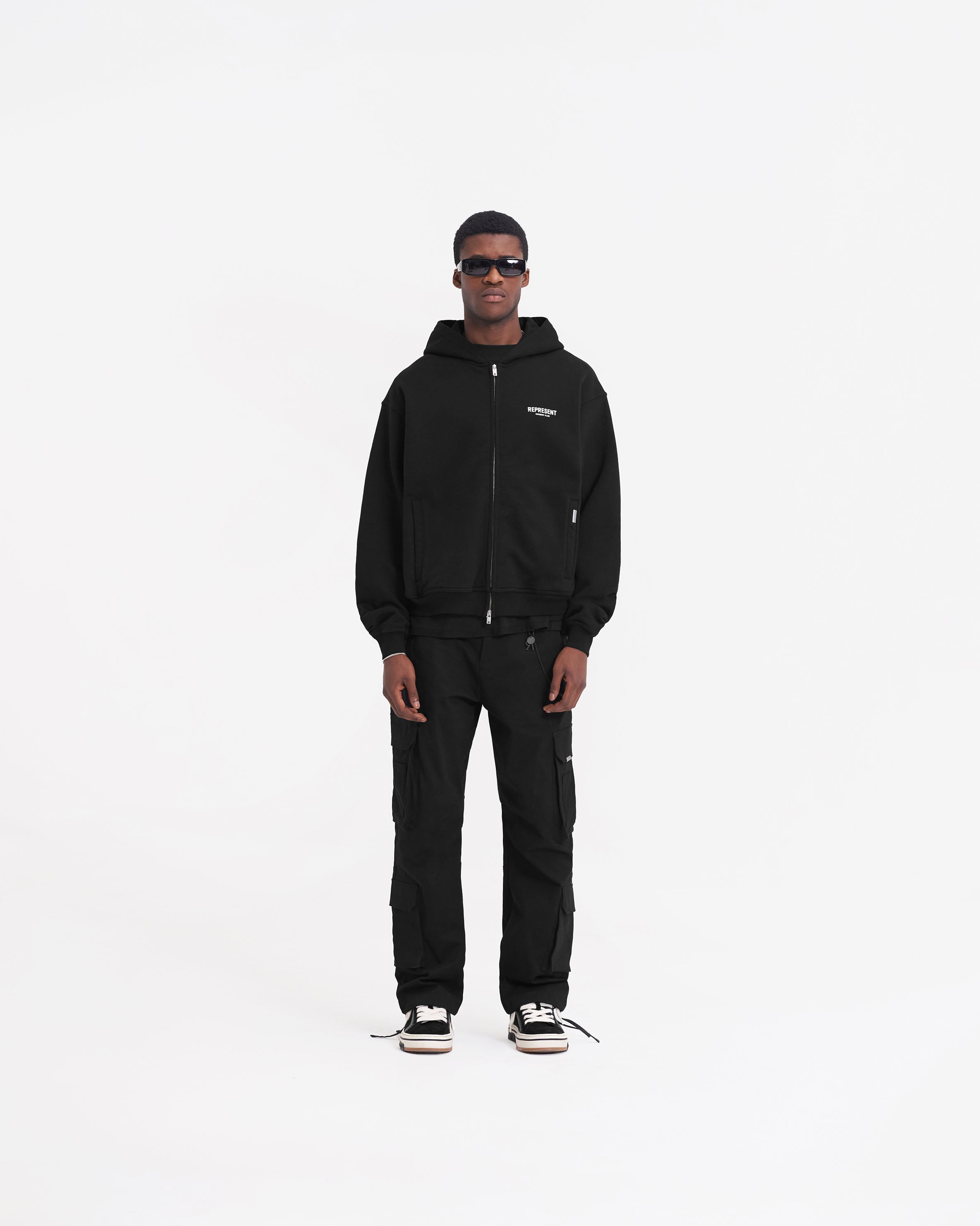 Represent Owners Club Zip Hoodie for Men & Women - Black | Stylish Streetwear Pullover for Casual Outfits & Gym Wear