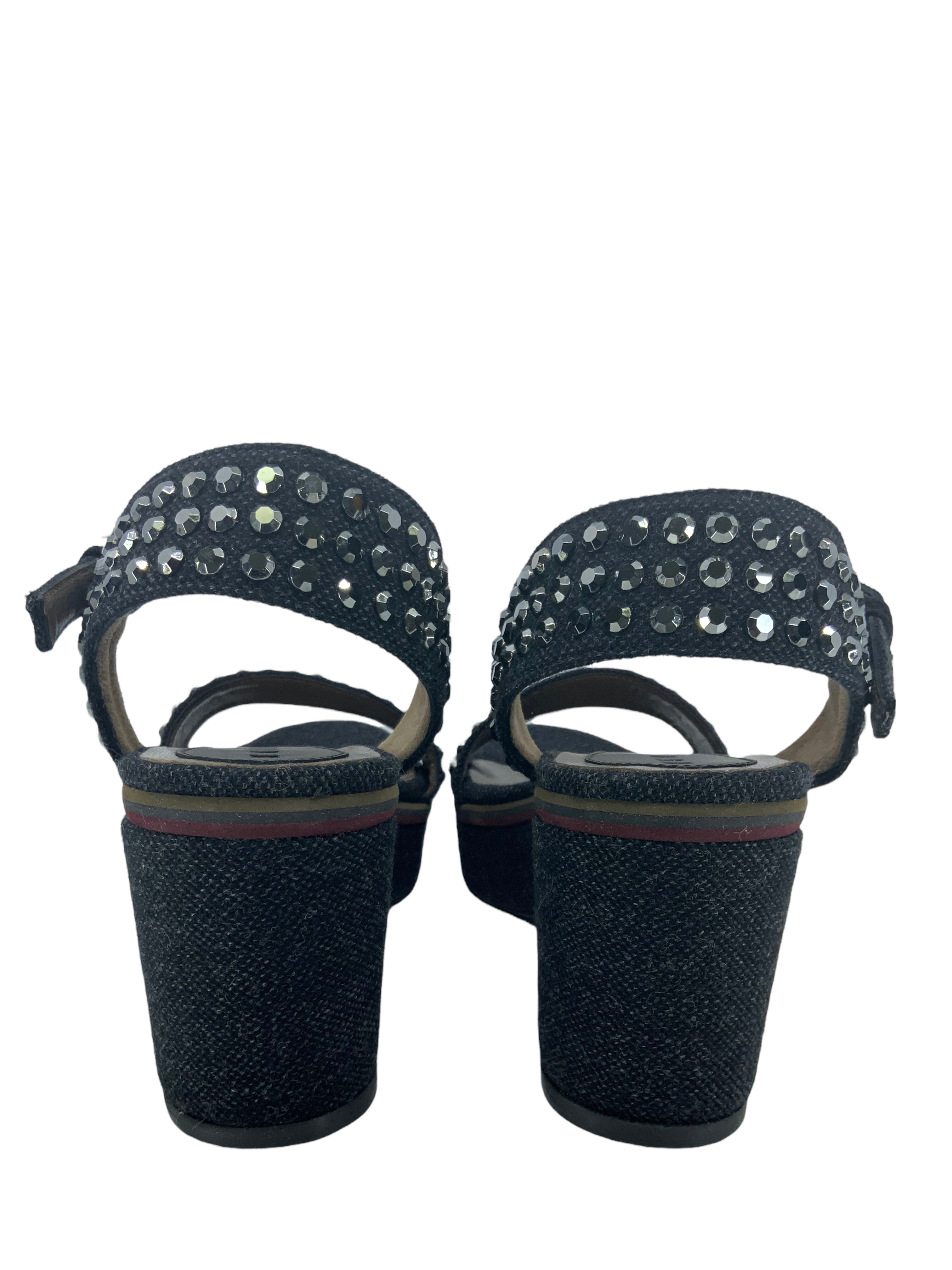 MARNI Studded Denim Ankle Strap Wedge Sandals Women Size 9 | Fashion Designer Shoes for Summer Outfits, Parties & Weddings
