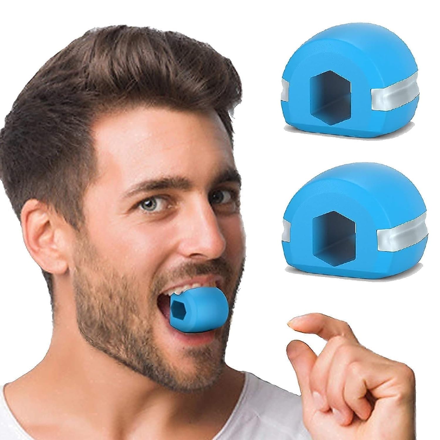 Dlala Jawline Exerciser Tool for Men & Women - Double Chin Reducer, Face Slimmer & Jawline Shaper - Helps Tone Facial Muscles, Reduce Stress & Cravings - Perfect for Home, Office & Travel Use - Blue