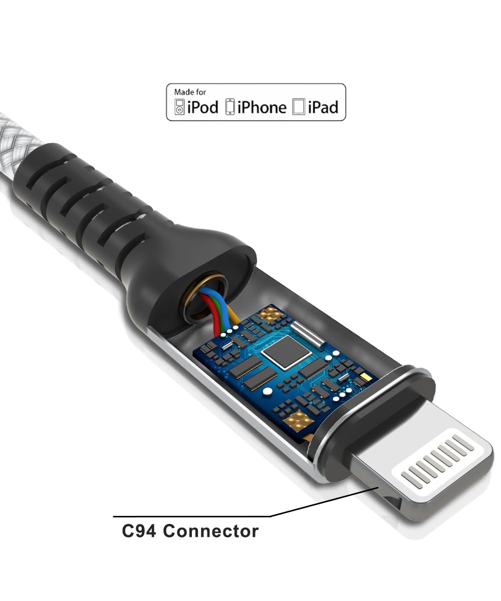 Basesailor 6.6FT USB C to Lightning Cable with USB A Adapter - Fast Charging Cord for iPhone 14/13/12/11/XR/XS/8/7/6/SE, iPad 8th/9th Gen - Perfect for Home, Office & Travel Charging