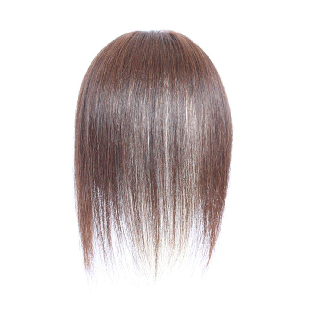 Clip On Mono Human Hair Topper with Bangs - 14