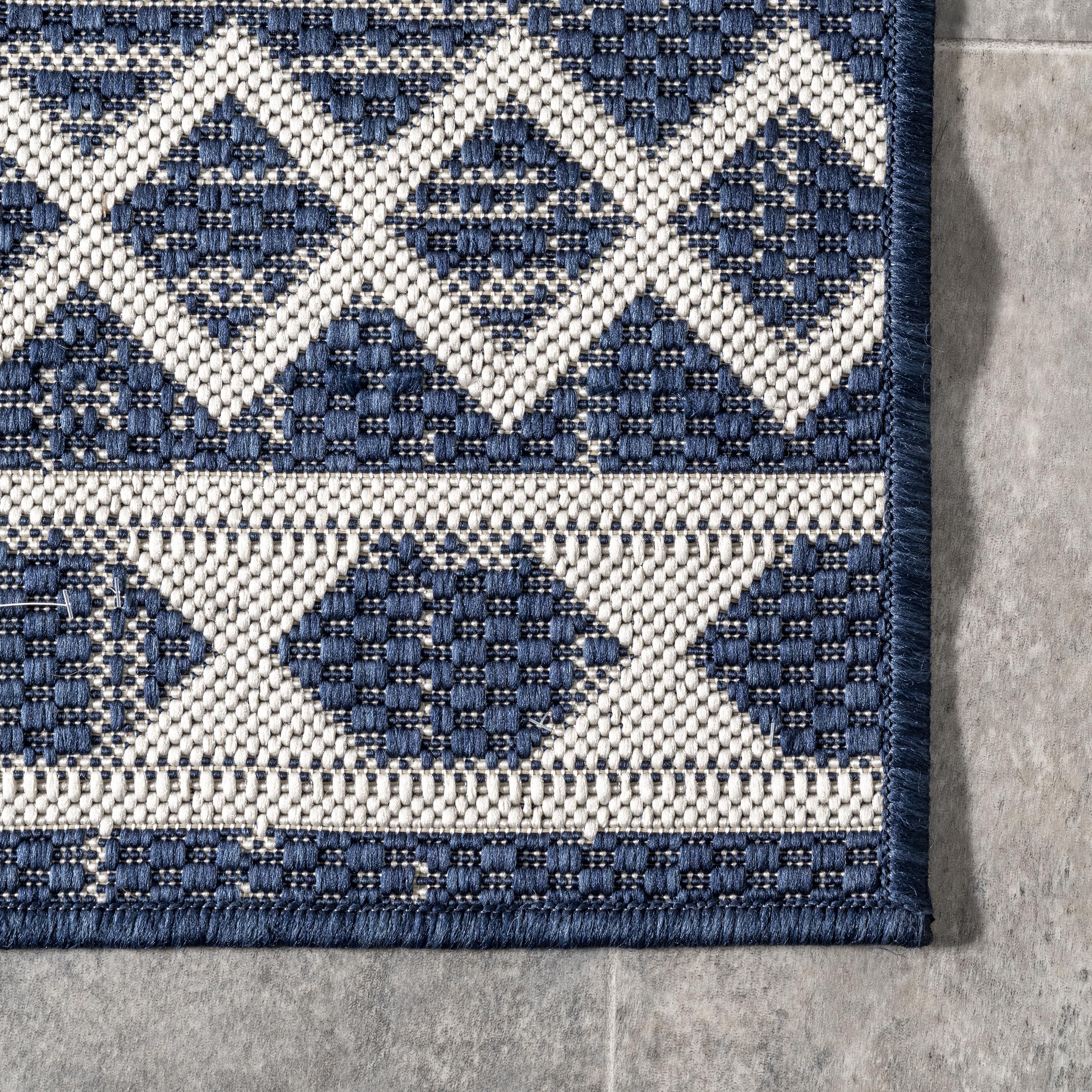 nuLOOM 8' x 10' Outdoor Performance Area Rug - Stain & Weather Resistant - High Traffic Patio & Balcony Rug - Cari Blue Design - Perfect for Outdoor Entertaining & Poolside Lounging