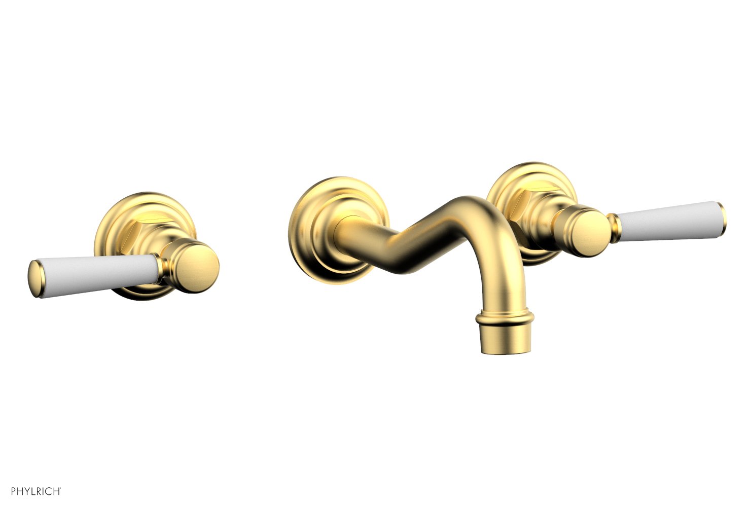 HENRI Wall Lavatory Set - Satin White Lever Handles 161 12 | Modern Bathroom Faucet for Sink | Perfect for Home, Hotel & Commercial Use