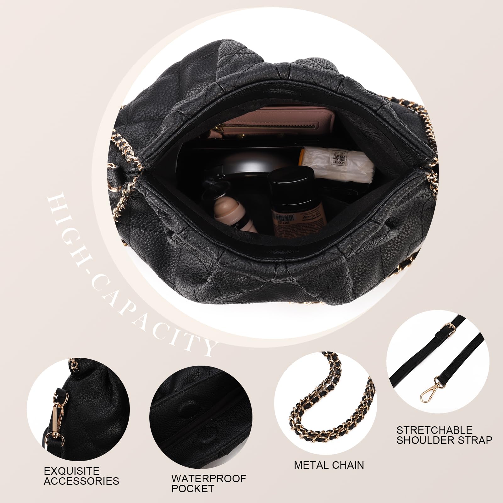 Stylish Gladdon Quilted Crossbody Bag for Women - Small Leather Shoulder Purse with Chain Strap, Designer Clutch - Perfect for Daily Use, Shopping & Evening Events