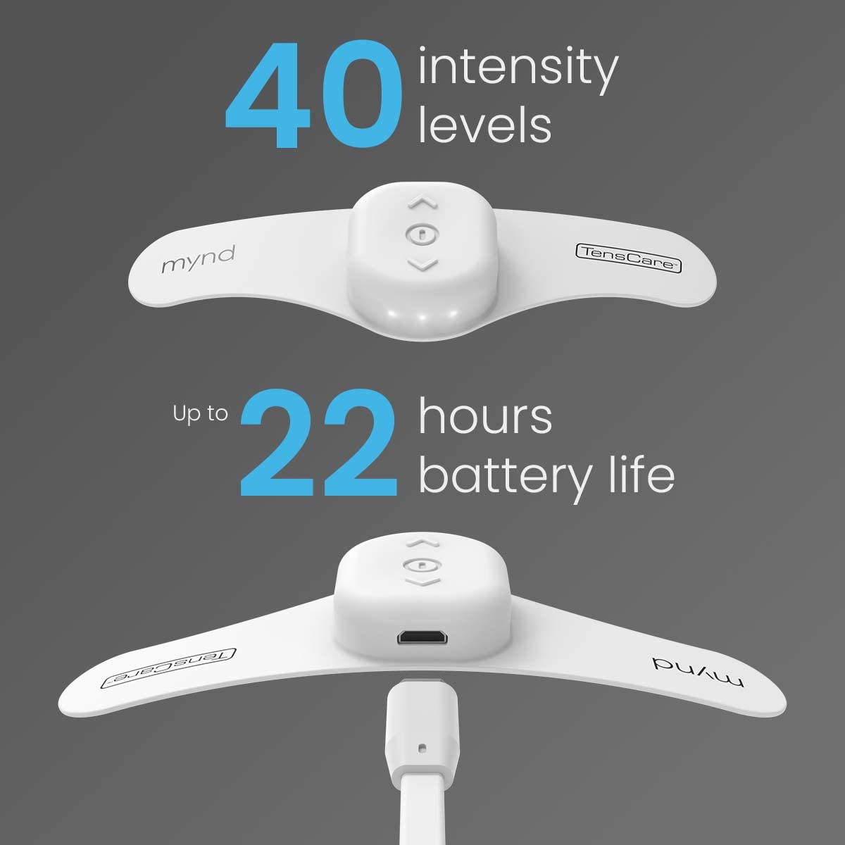 TensCare Mynd - 2 TENS Programs for Migraine & Headache Relief, Drug-Free Treatment & Prevention for Episodic & Chronic Pain - Perfect for Home, Office & Travel Use