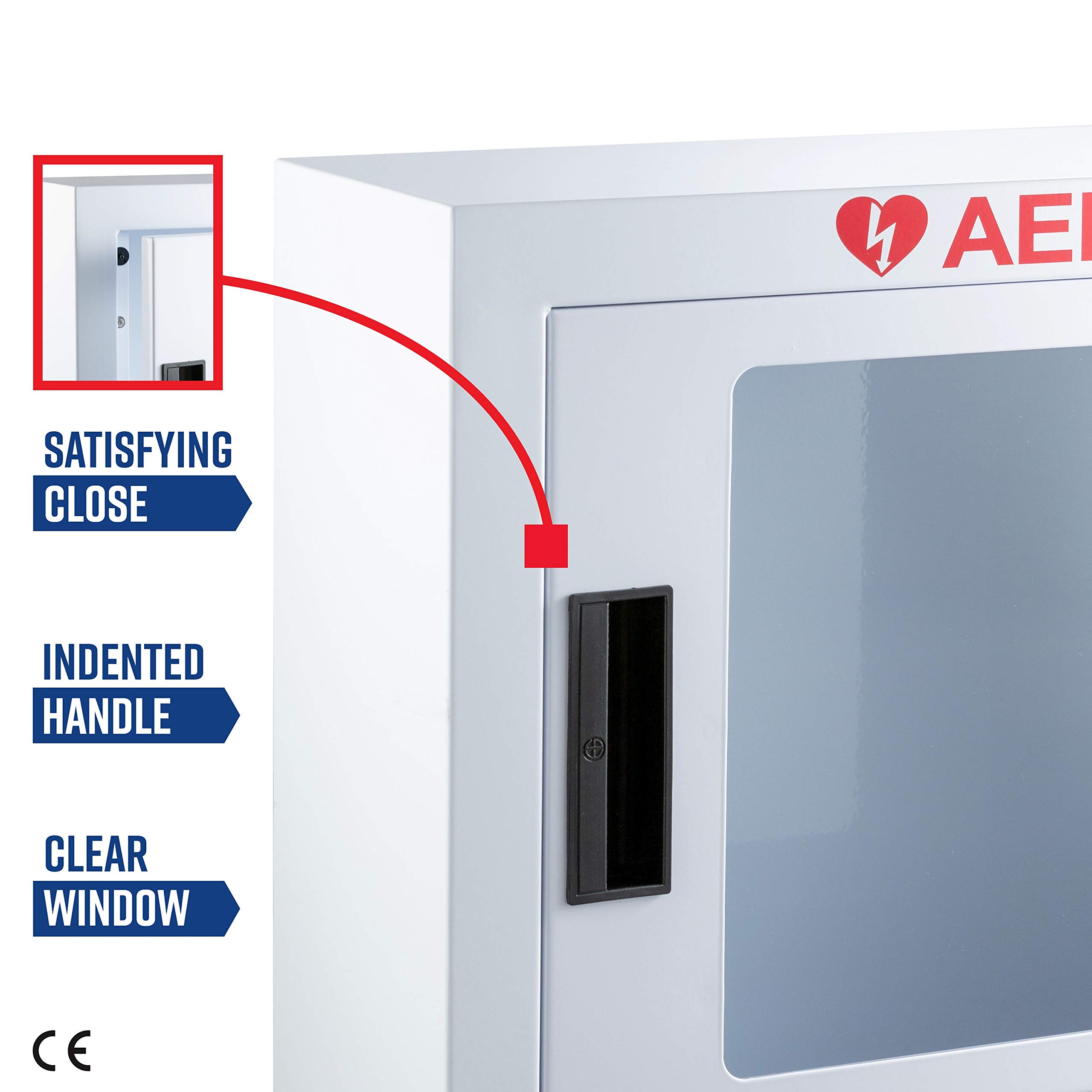 Stainless Steel AED Cabinet - 16 x 6 x 15 Inch Wall Mount Defibrillator Storage with Door Alarm | Compact Surface Mount Medical Cabinet for Hospitals, Schools & Public Spaces