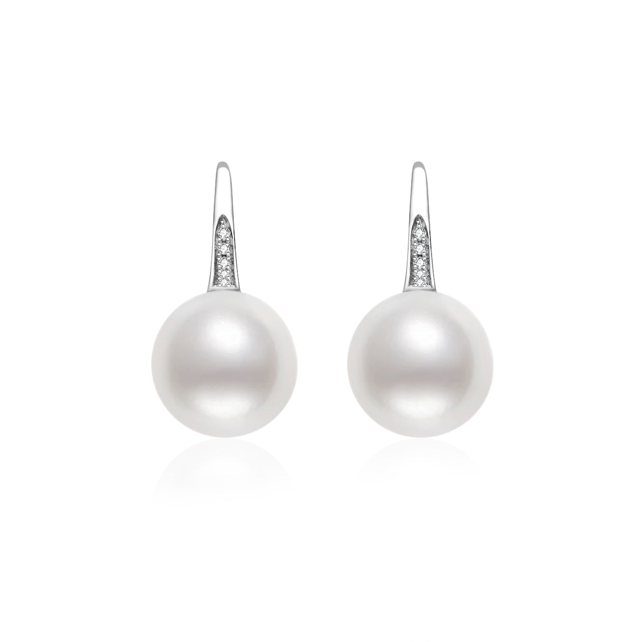 18K Solid Gold Diamond Australian White South Sea Pearl Earrings KE00200 - Luxury Pearl Jewelry for Women, Elegant Gift for Wedding, Anniversary & Special Occasions