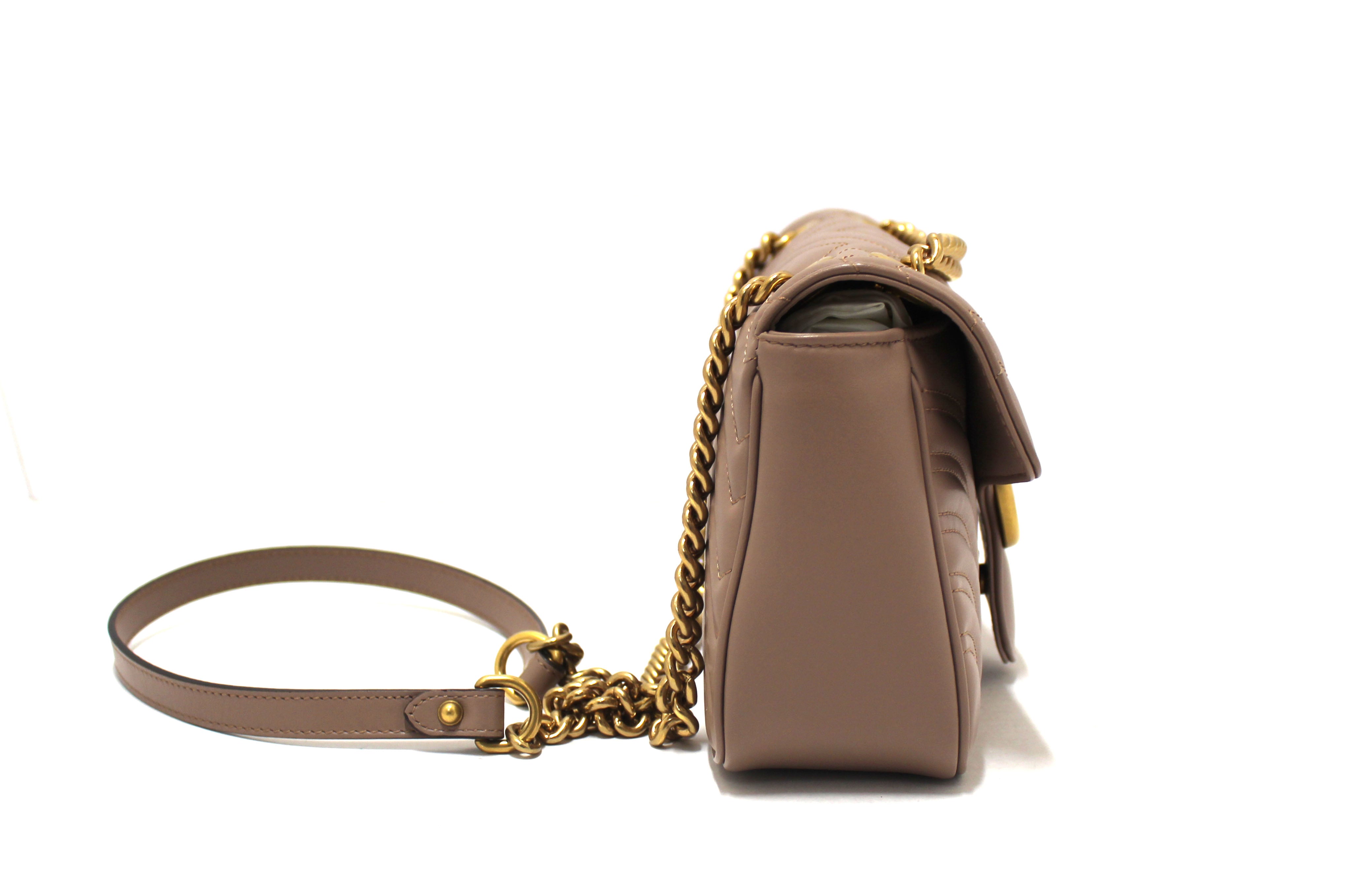 Authentic Gucci Marmont Matelassé Chevron Leather Shoulder Bag with Porcelain Rose Design - Luxury Crossbody Purse for Women, Perfect for Date Night & Evening Events