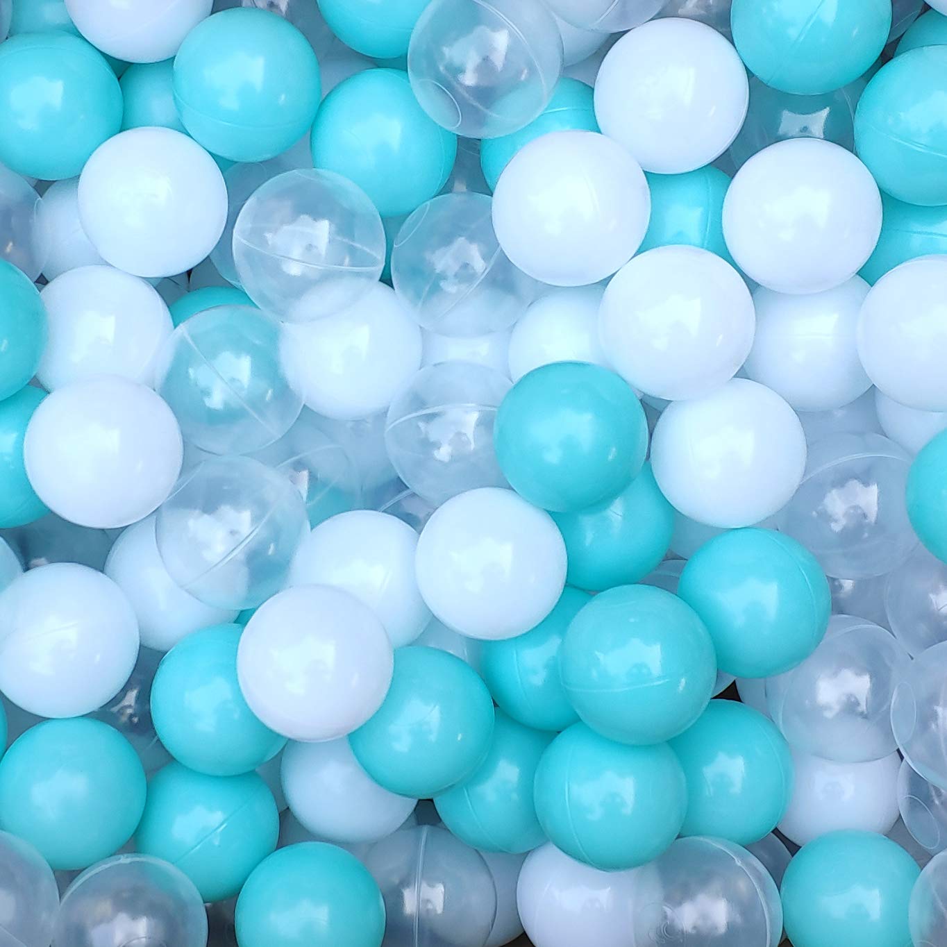 ApriLin 100-Pack 2.15 Inch Phthalate & BPA Free Plastic Ball Pit Balls for Kids - Ocean, White, Clear & Green Colors - Perfect for Play Tents, Pools & Playpens - Safe Indoor & Outdoor Toddler Playtime
