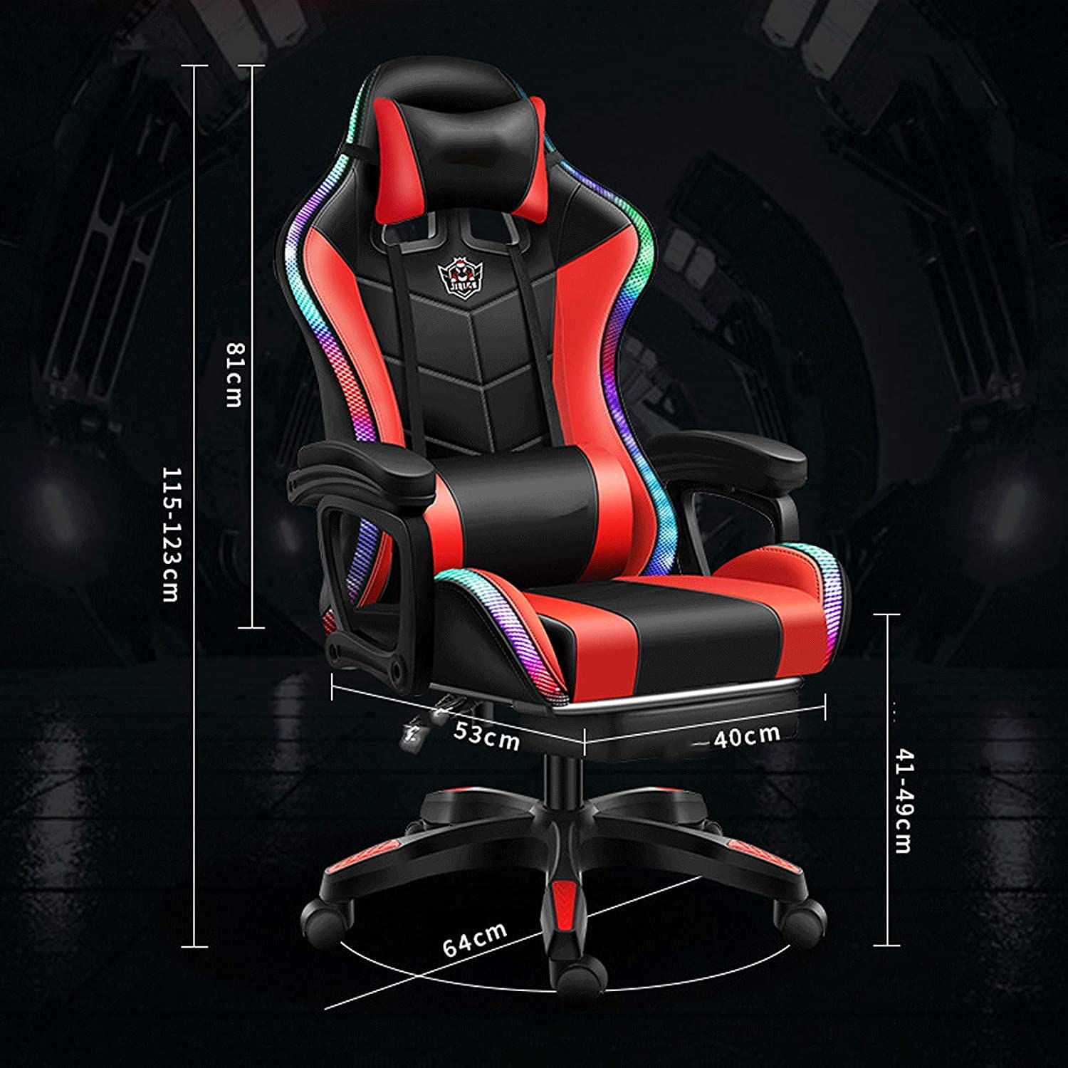 Ergonomic Gaming Chair with Bluetooth Speakers & RGB Lights - Adjustable Lumbar Support & Massage Function for PC/Console Gamers - Perfect for Esports, Streaming & Home Office Setup