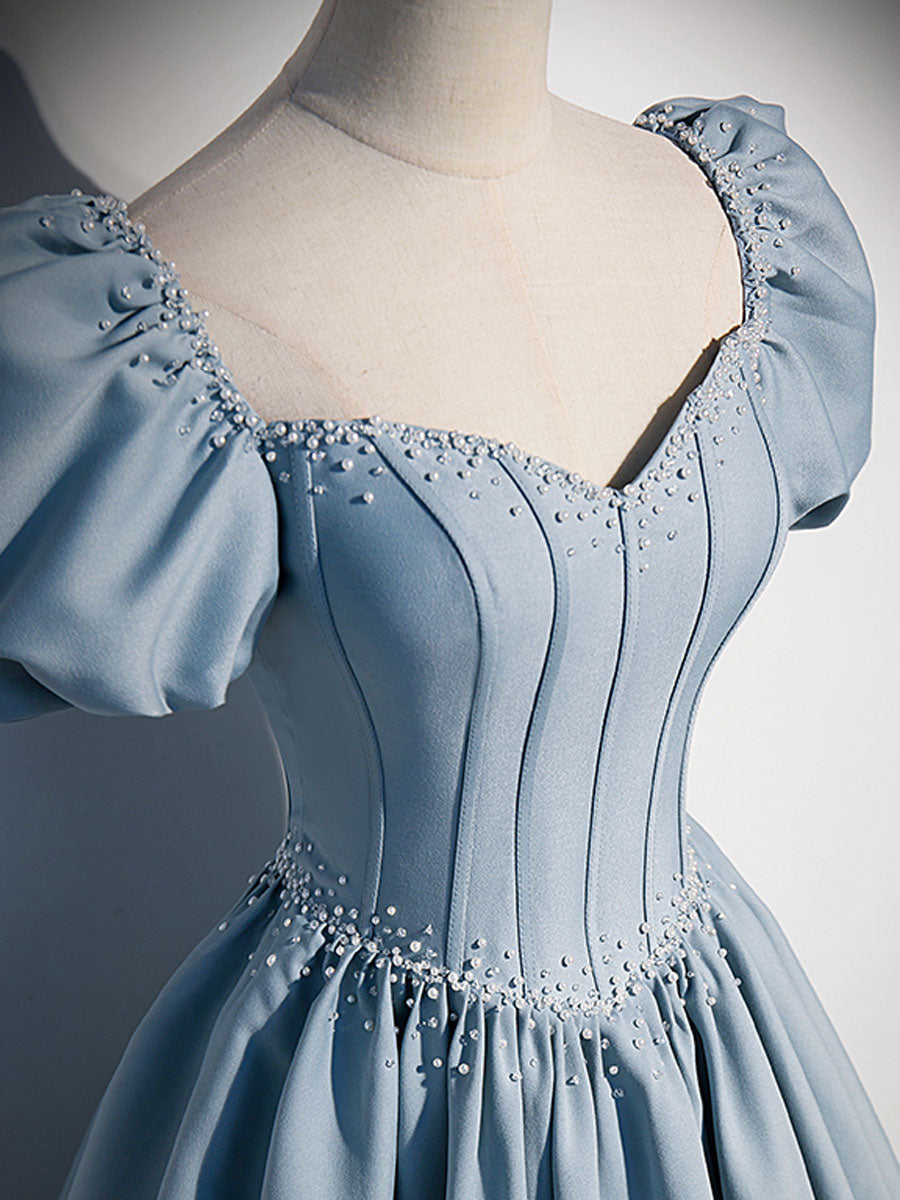 Light Blue Satin Long Prom Dress | Elegant Sweet 16 Formal Gown | Perfect for Homecoming, Quinceañera & Evening Parties
