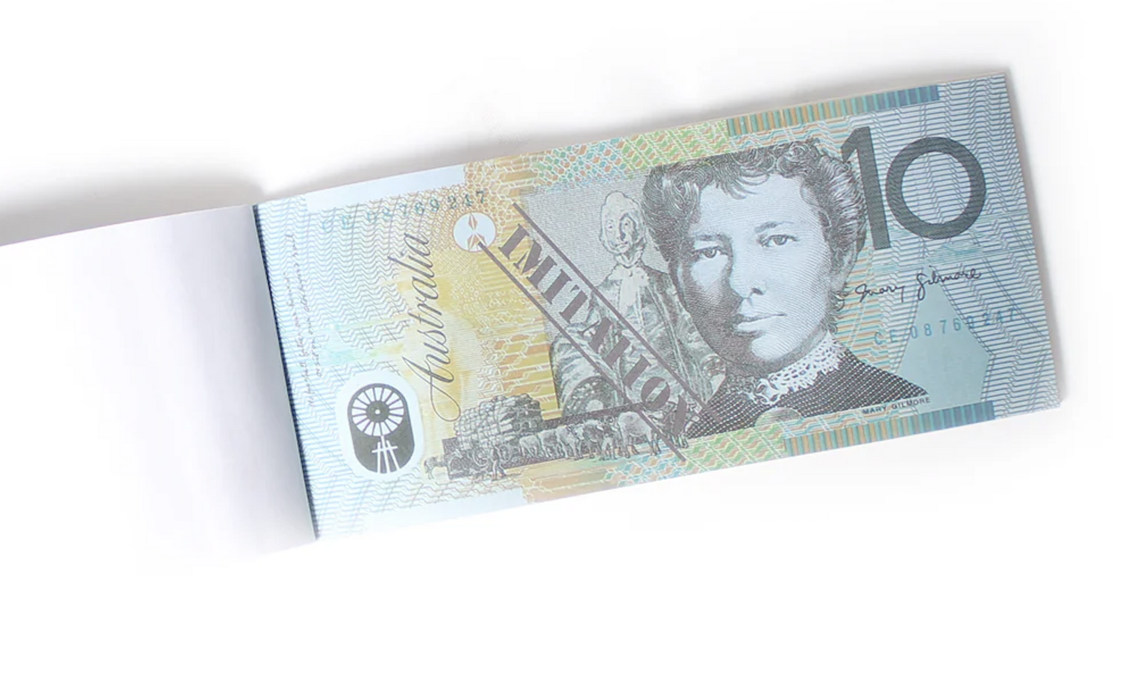 10 Dollar Australian Souvenir Notebook - Fake AUD Money Novelty Notepad (50 Sheets/Pack) - Perfect for Prank Gifts, Magic Tricks, and Themed Parties