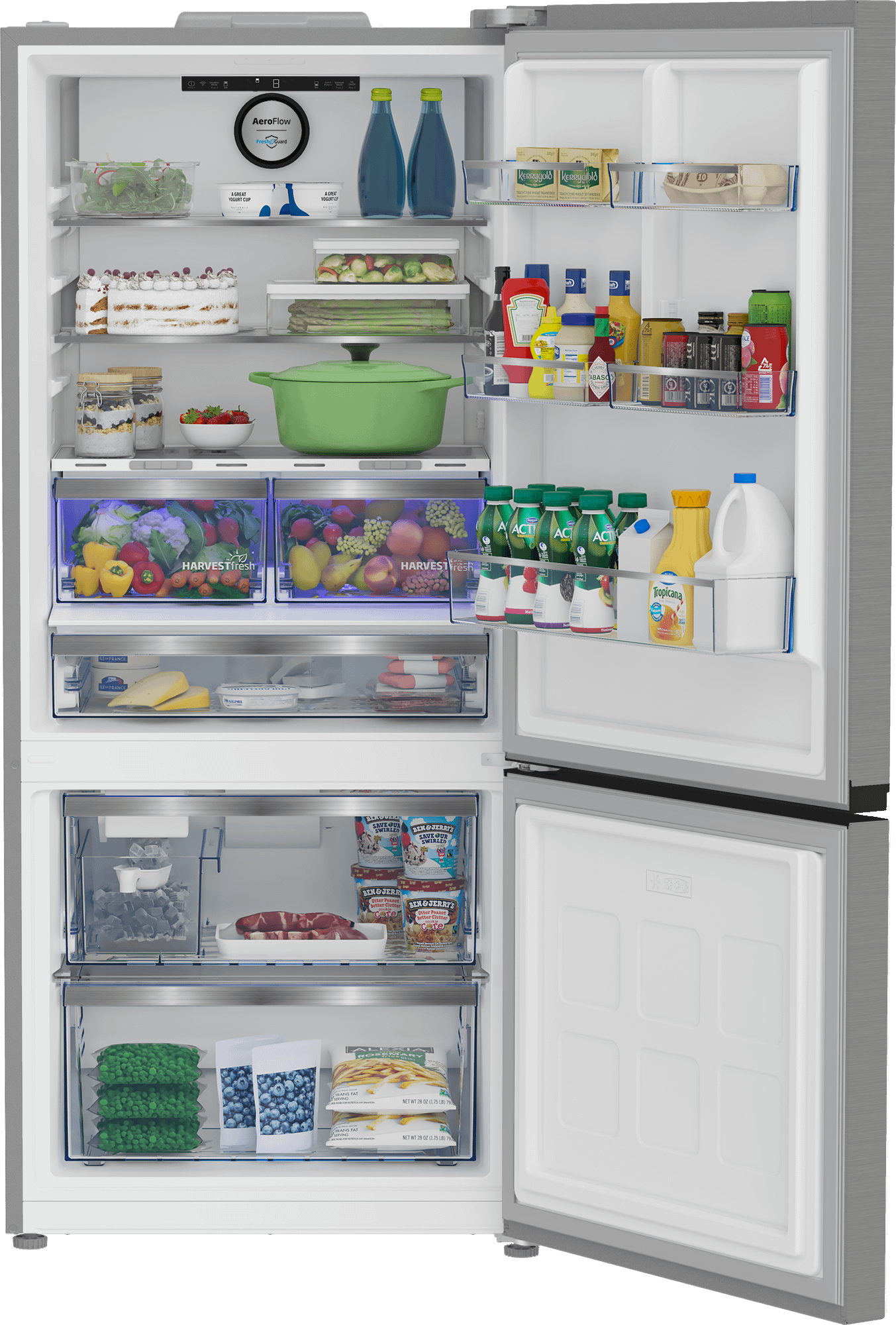 Beko BFBF30116SSIM 30-Inch Stainless Steel Bottom Freezer Refrigerator - Energy Efficient, Spacious Storage for Kitchens, Apartments & Small Homes