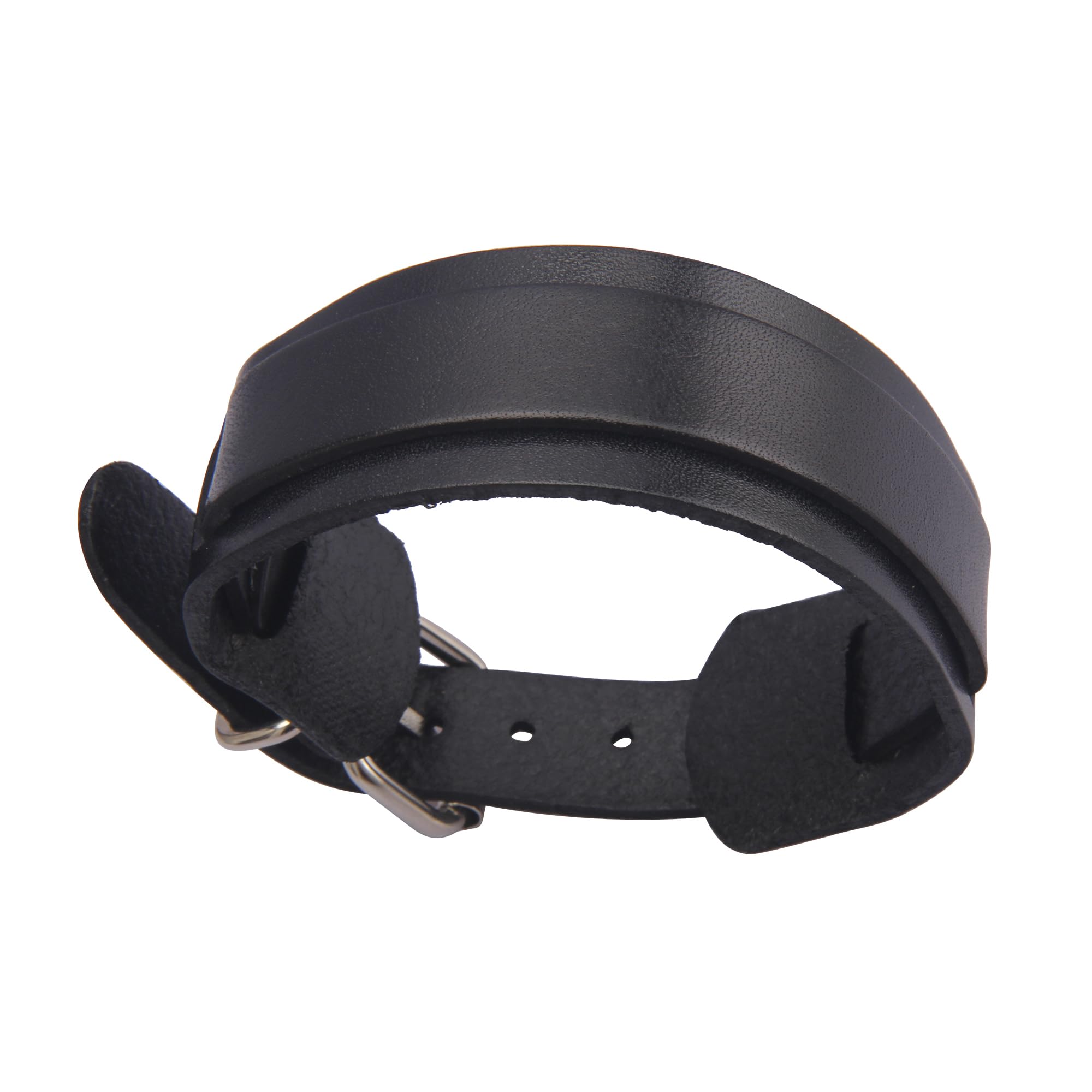 Men's & Women's Black Leather Bracelet - Punk Style Wrist Cuffs & Arm Bands for Casual Wear, Parties & Gothic Fashion Accessories