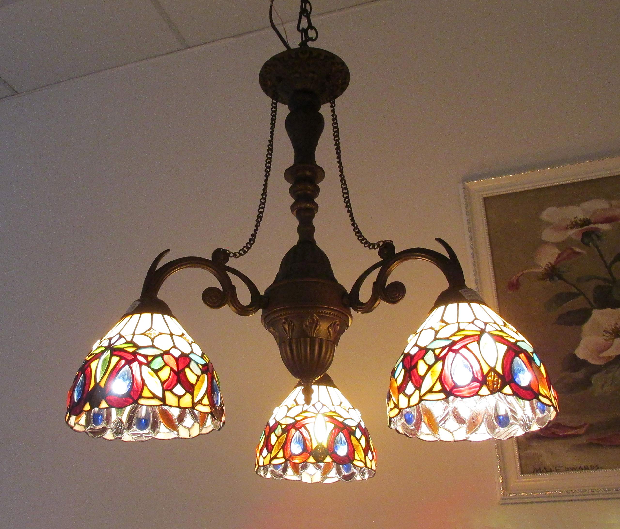 Tiffany-Style 3-Light Victorian Mini Chandelier - 20.5