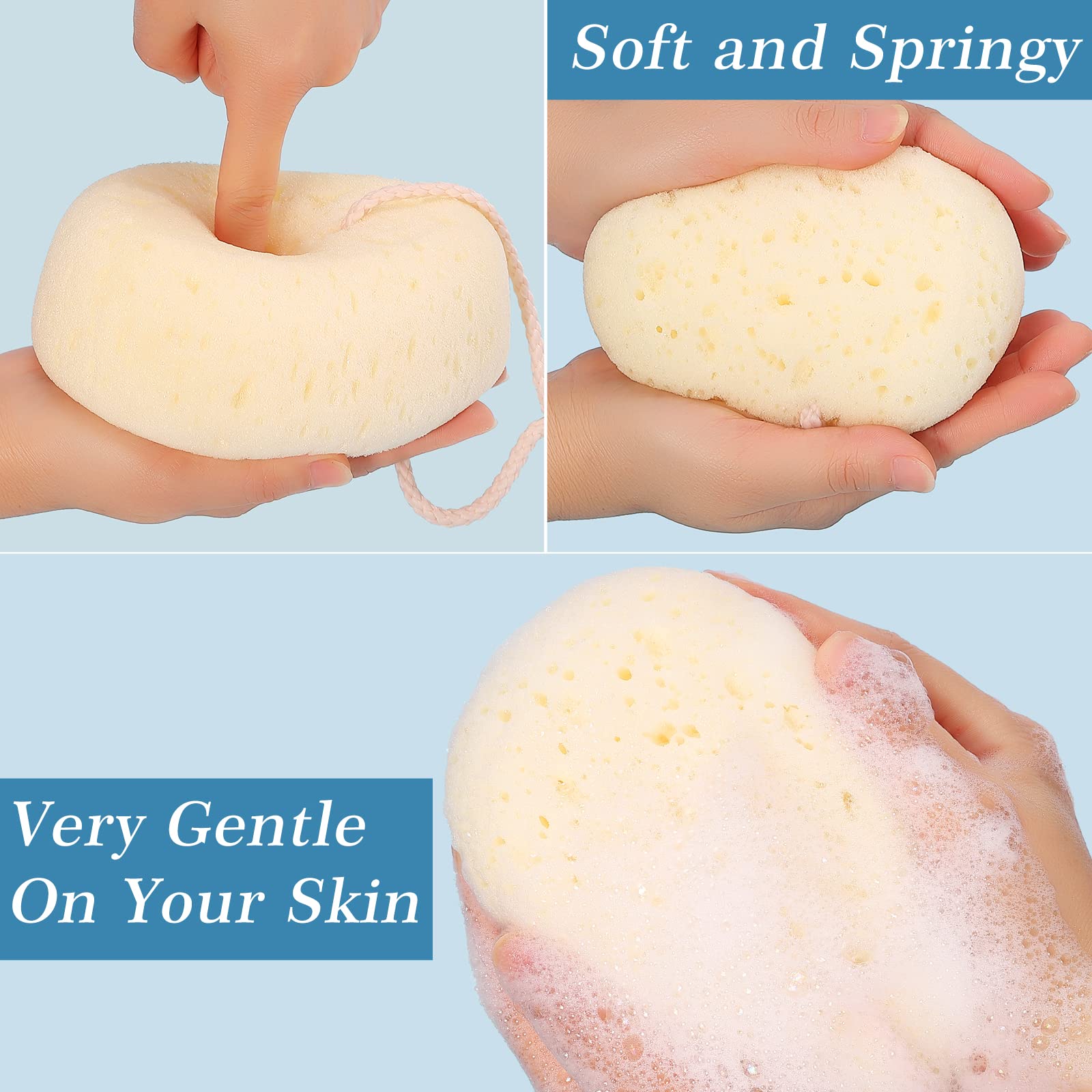 3 Pack Large Bath Sponges & Loofah Body Scrubbers for Women, Men & Teens - Exfoliating Shower Pouf with 3 Colors | Perfect for Body Wash, Skin Exfoliation & Daily Shower Cleaning