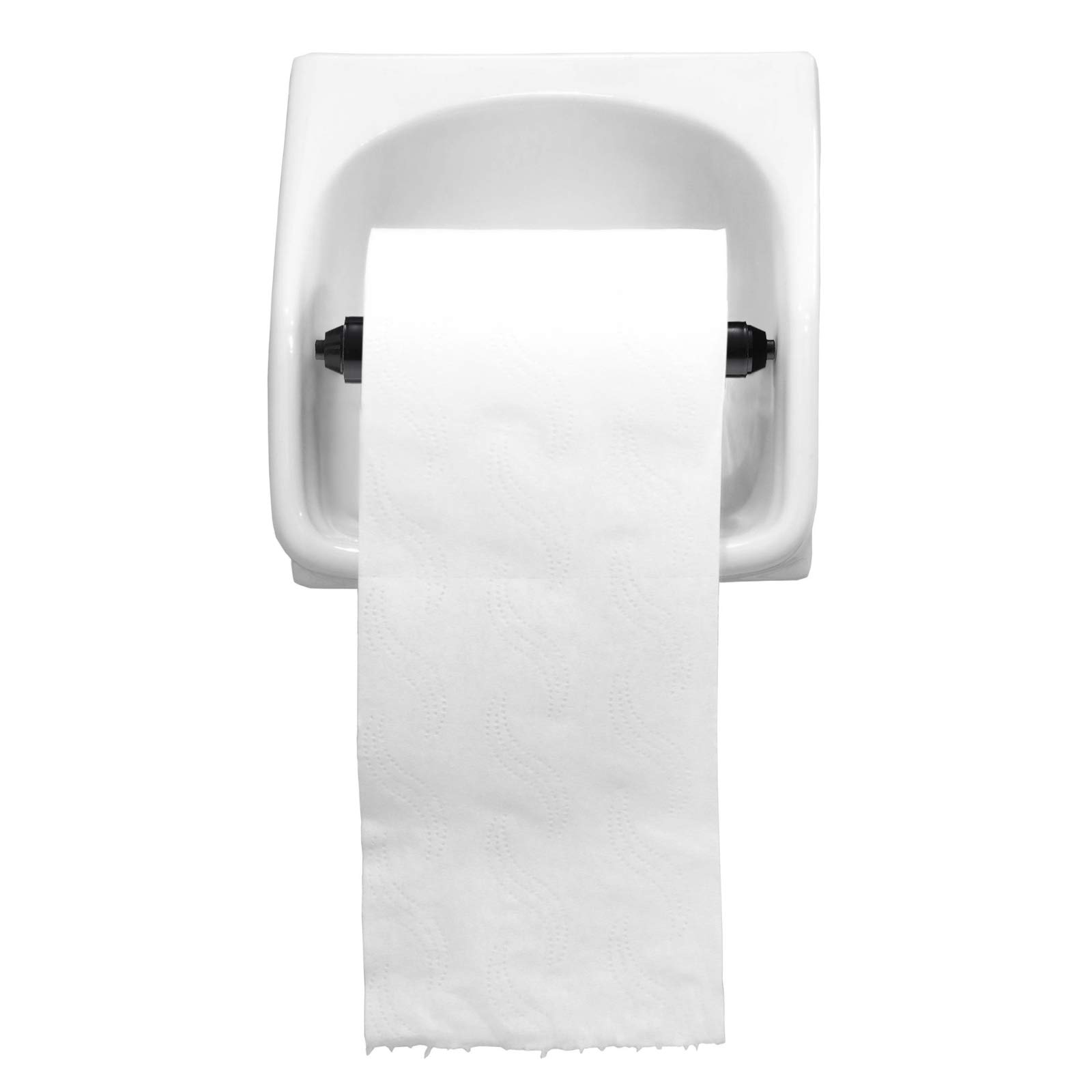 Shappy 4-Piece Plastic Spring Loaded Toilet Paper Roller Holder Replacement - Black Bathroom Tissue Dispenser Insert for Home, Office & RV Use