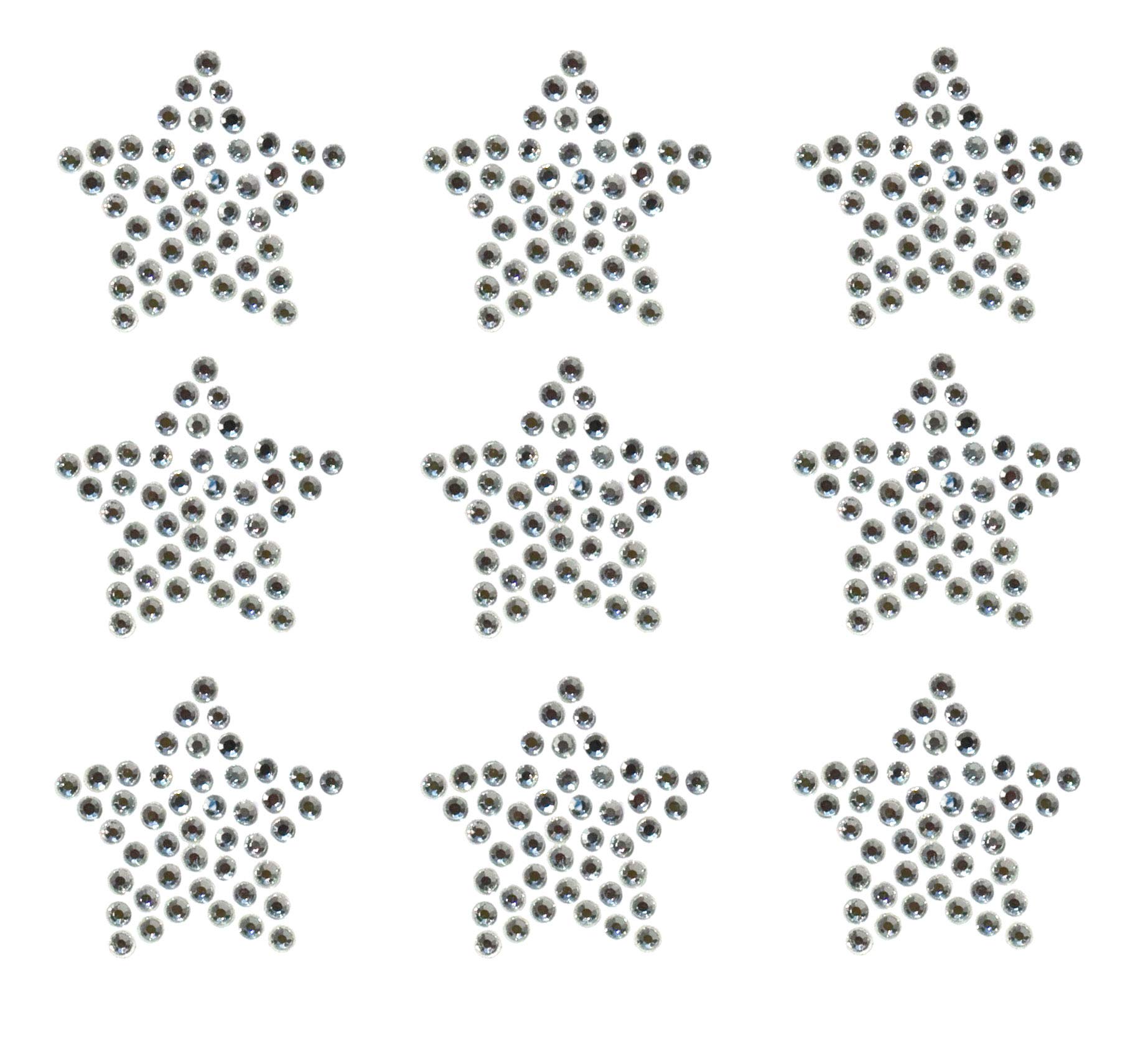 9-Piece Small Clear Rhinestone Iron-On Transfer Stars for DIY Clothing & Accessories - Perfect for T-Shirts, Hats, Bags & More
