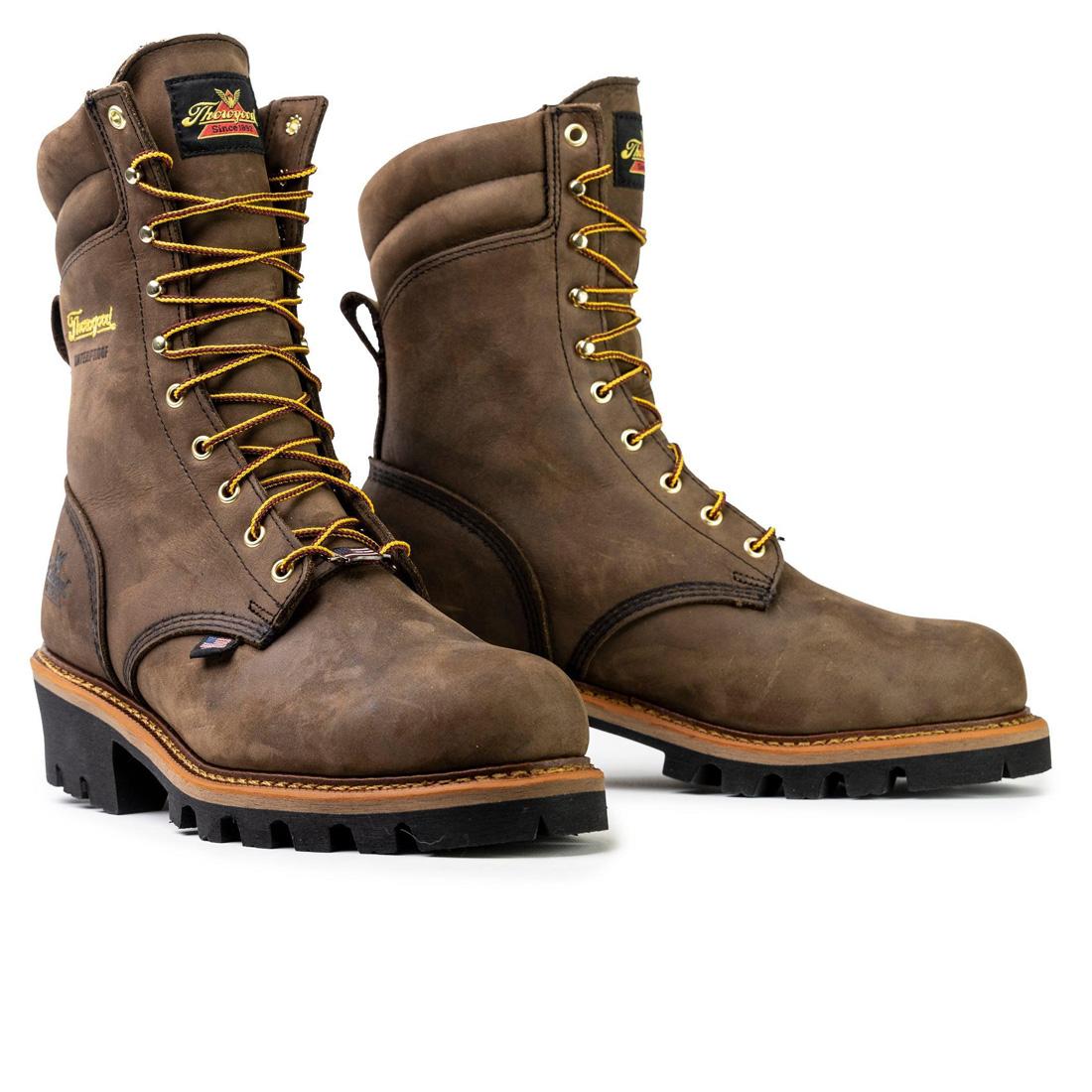 Logger Series 9 Steel Toe Waterproof Work Boots for Men - Brown Studded Horse Riding Boots - Durable Safety Shoes for Construction, Hiking & Outdoor Work