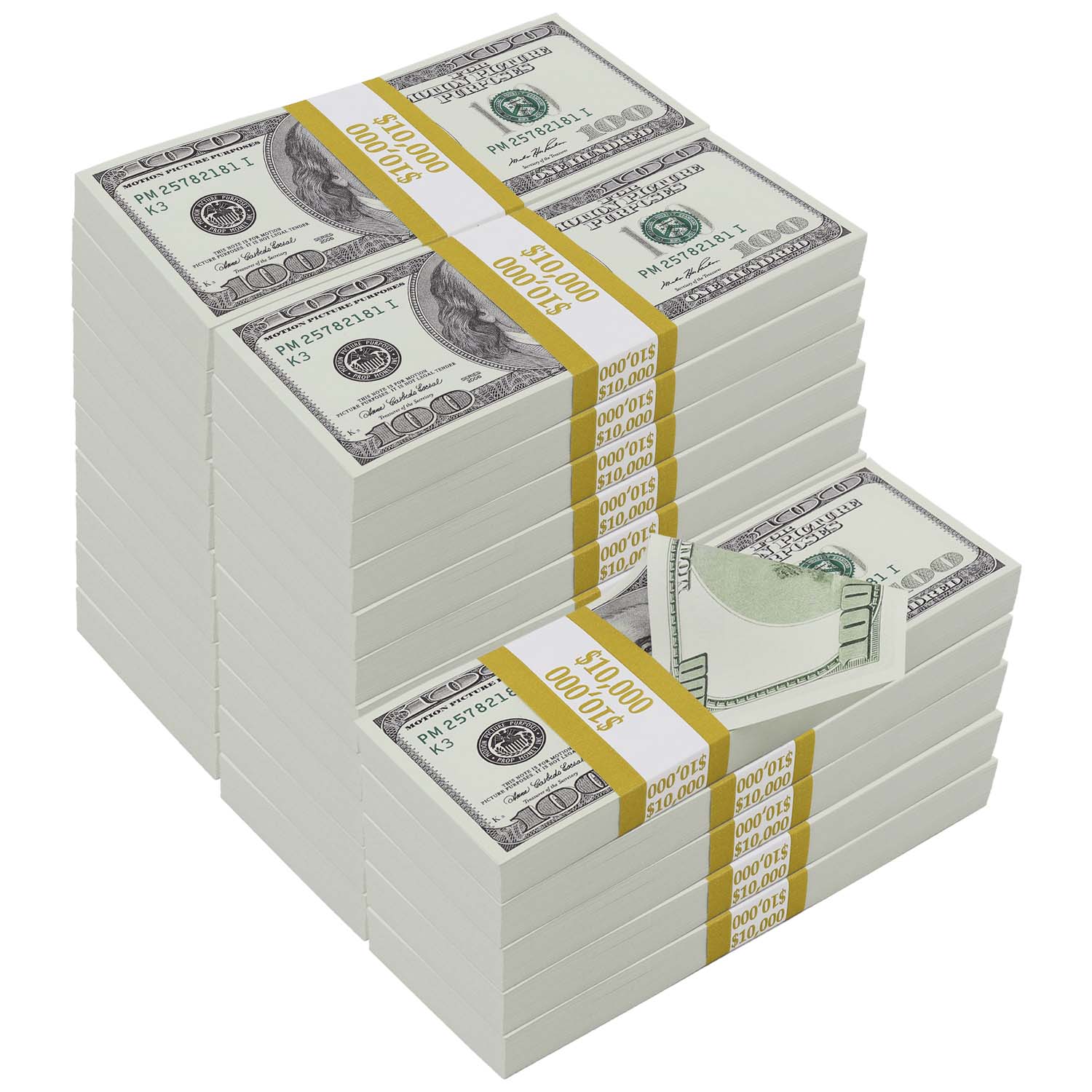 $250,000 Full Print 2000 Series Stacks - Realistic Prop Money for Movies, Videos & Photography (Perfect for Film Sets, Social Media Content & Prank Videos)