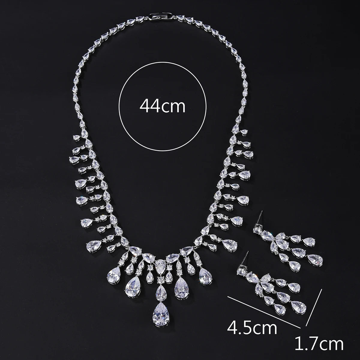 Silver Cubic Zirconia Bridal Jewelry Set - Wedding Necklace & Earrings for Women, Bridesmaid Accessories Gift | Perfect for Weddings, Parties & Special Occasions
