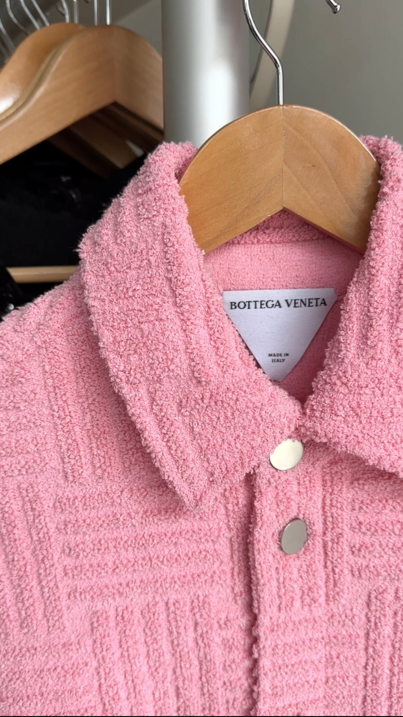 Bottega Veneta Pink Terry Button Down Shirt for Women - Size M (6/8) | Soft Cotton Blend Casual Shirt | Perfect for Spring Outfits, Weekend Brunch & Beach Cover-Up