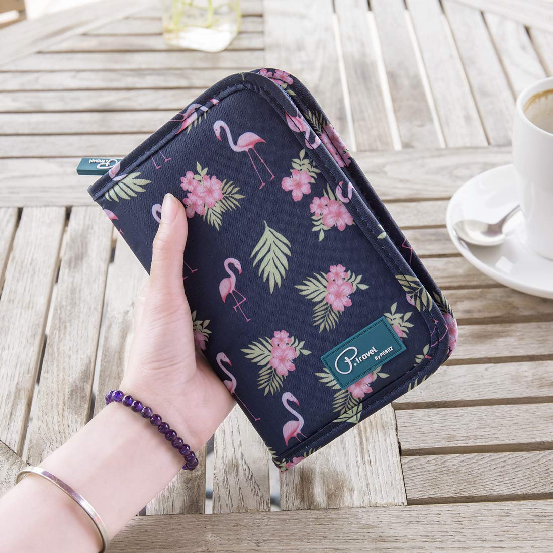 VanFn Travel Passport Wallet - RFID Blocking Family Passport Holder with Flamingo Design | Perfect for International Travel, Vacations & Airports | P.Travel Series