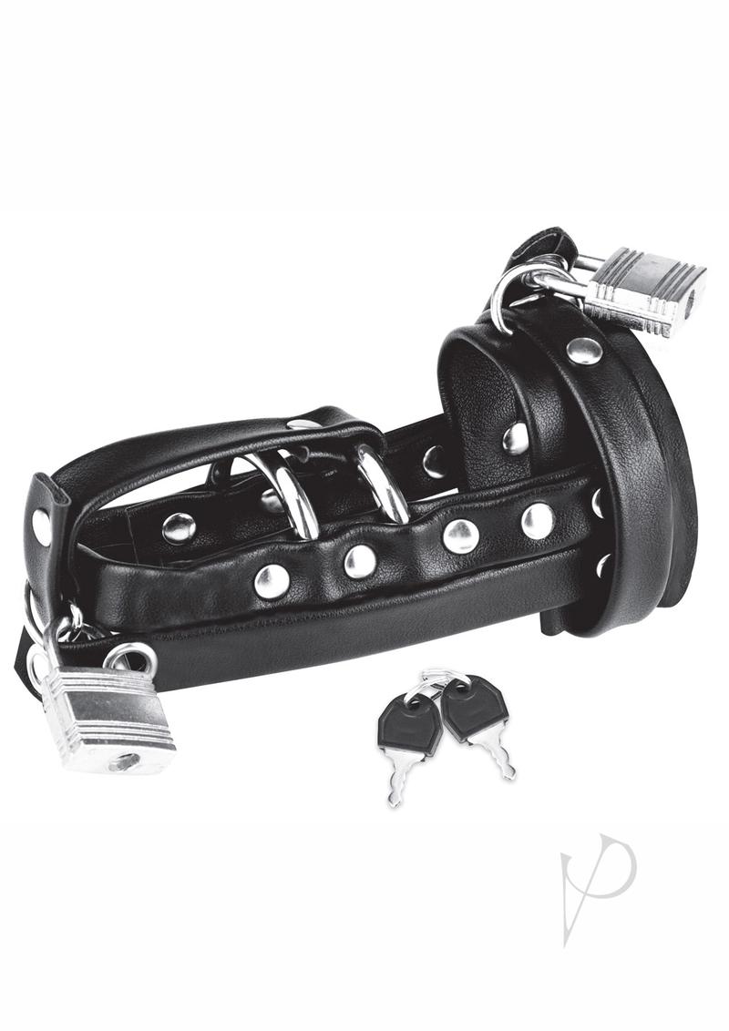 Blue Line C and B Gear Gimp Cock Locking Chastity Sheath - Black | Secure Male Chastity Device for BDSM, Adult Play & Couples Bonding