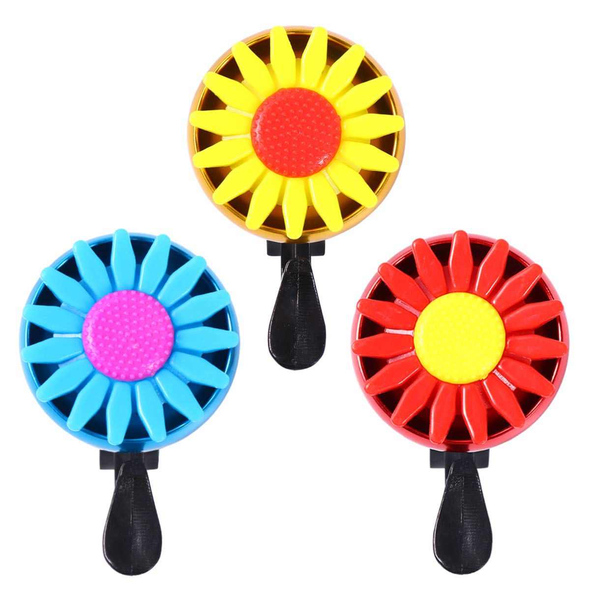 BESPORTBLE 3pcs Sunflower Bike Bell for Kids - Cute Aluminum Alloy Bicycle Ring Alarm, Children's Bike Accessories for Toddler Girls - Perfect for Outdoor Cycling, Park Rides & Birthday Gifts