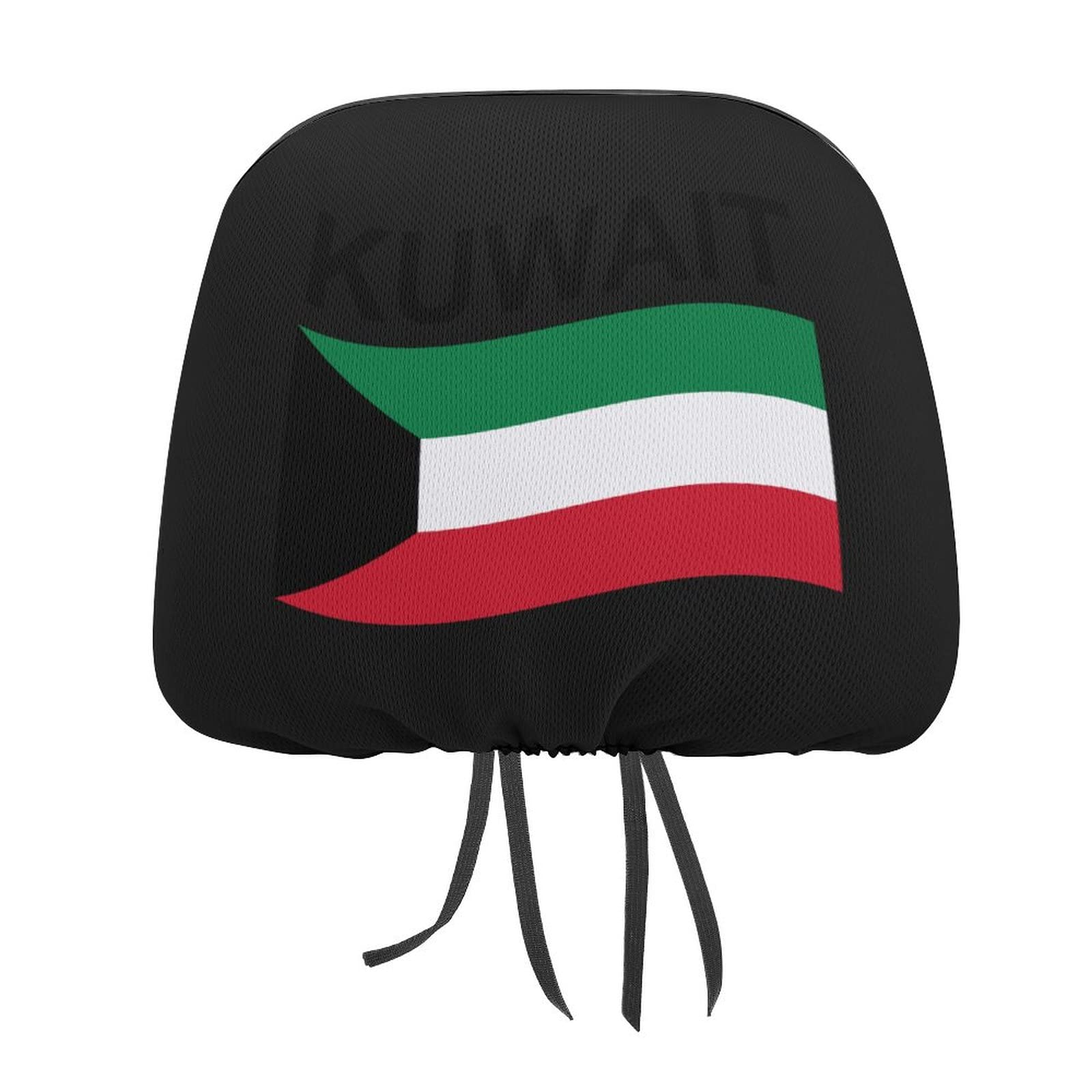 Kuwait Flag Car Seat Headrest Covers - Universal Breathable Headrest Protector for All Car Models | Perfect for Travel, Commuting & Road Trips